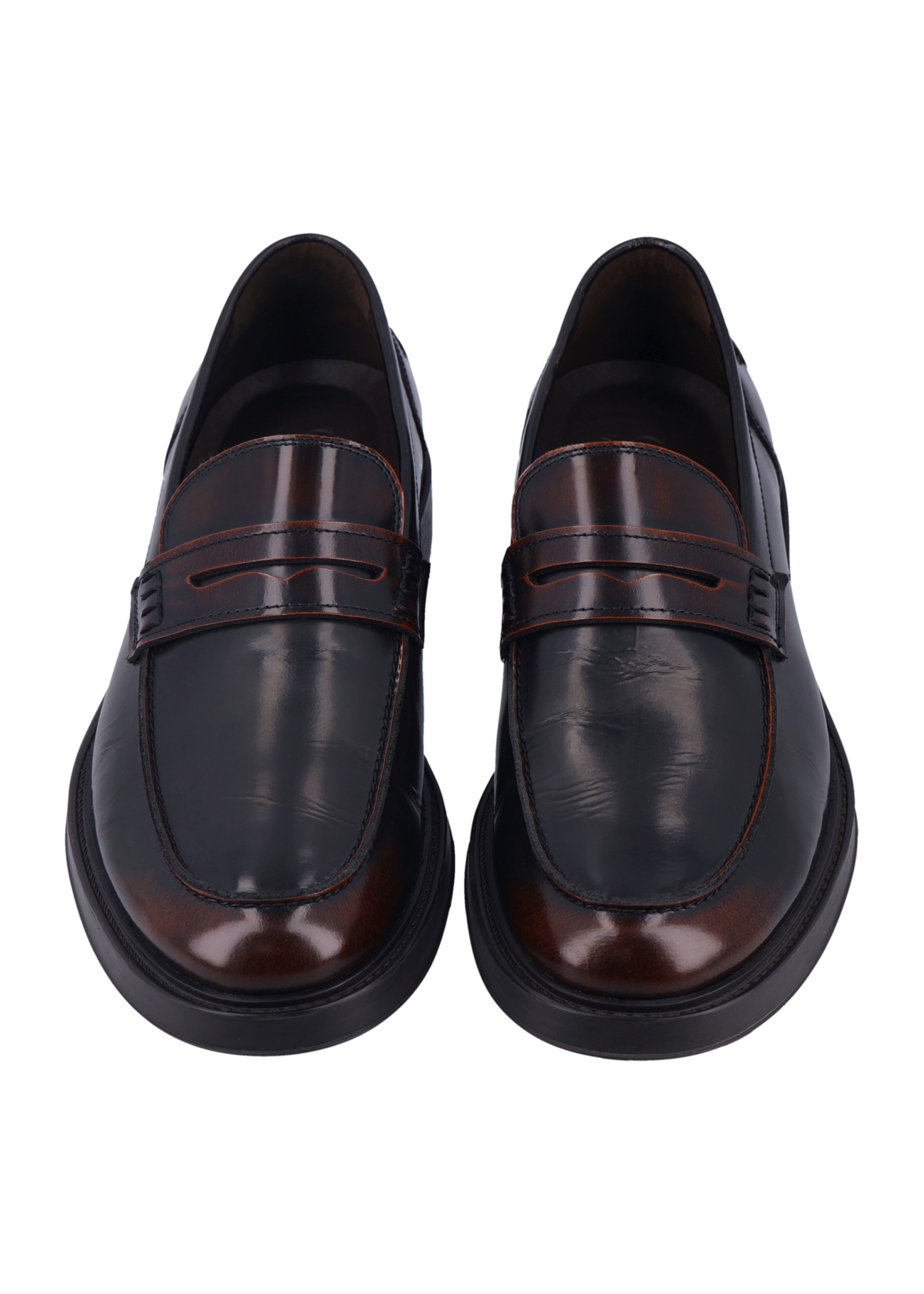 Men's dark brown leather moccasins BUTYM-0588-1I(Z26), front product view on white background.