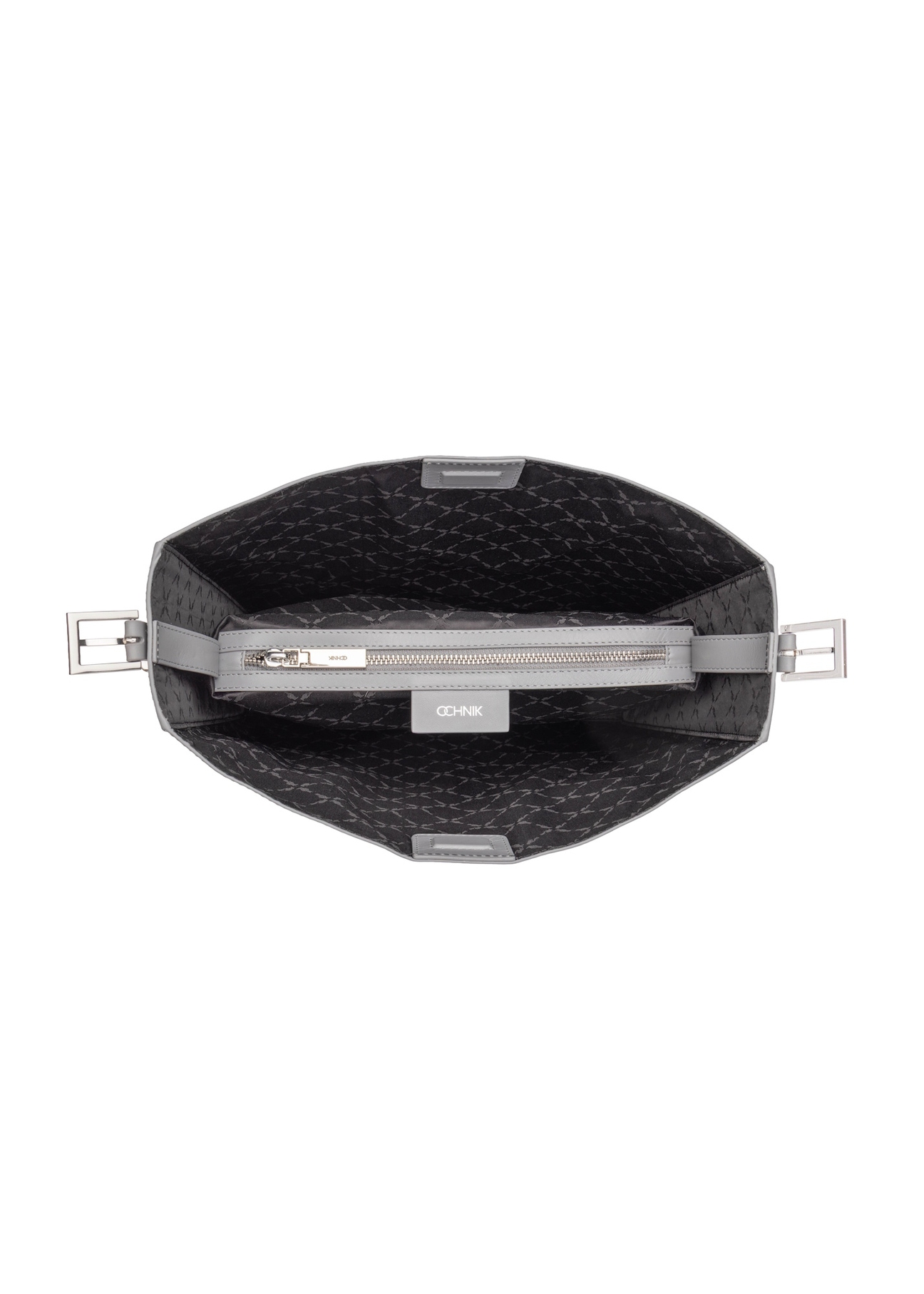 Graphite leather shopper bag TORES-1436-9D(Z26), product view inside on a light background.