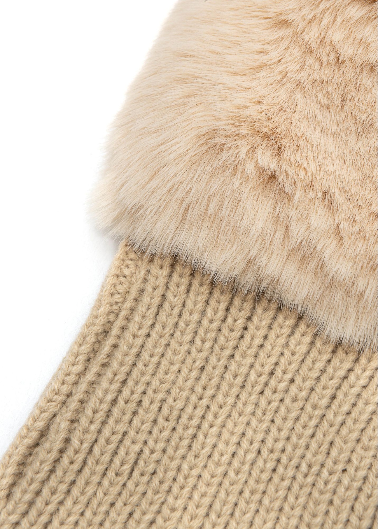 Beige gloves with fur REKDF-0034-1B(Z26)