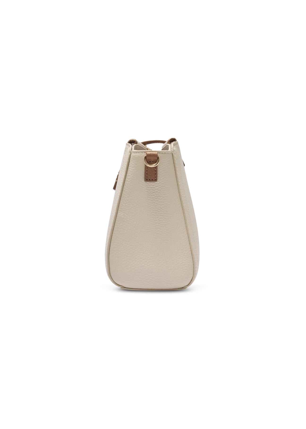 Cream leather shoulder bag TORES-1275-0B(W26), side product view on white background.