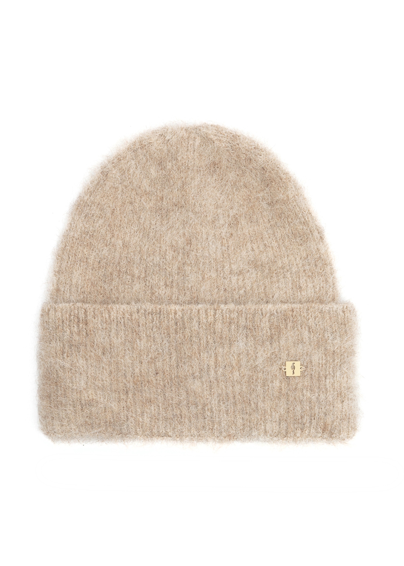 Beige woolen women's hat CZADT-0212-81(Z25), front product view on white background.