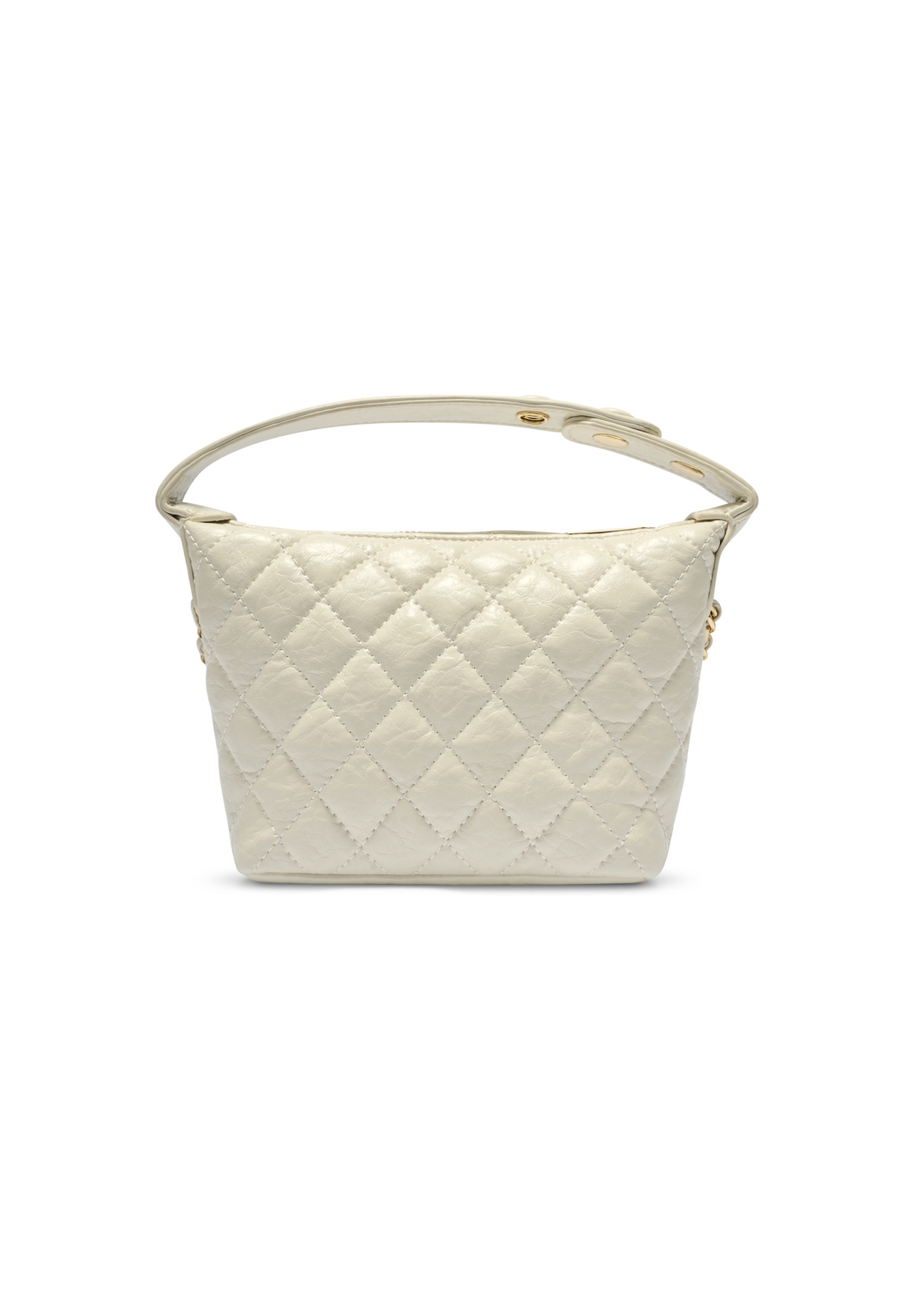 Cream small women's trunk bag TOREC-1196-0A(W26), product view from the back on a white background.