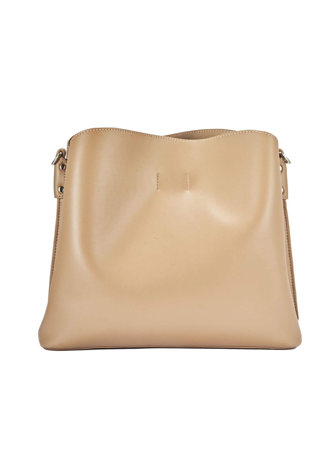 Beige women's shopper bag TOREC-0862B-81(Z25), product view from the back on a white background.