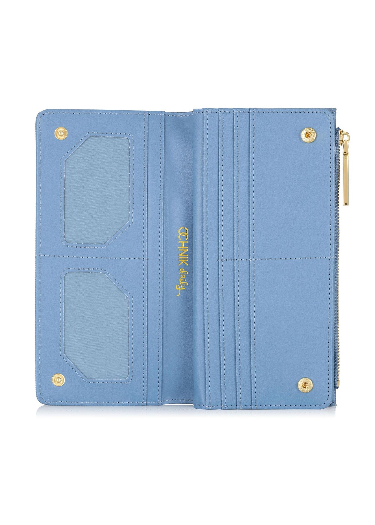 Blue ladies wallet with embossing POREC-0323-61(W23)-06