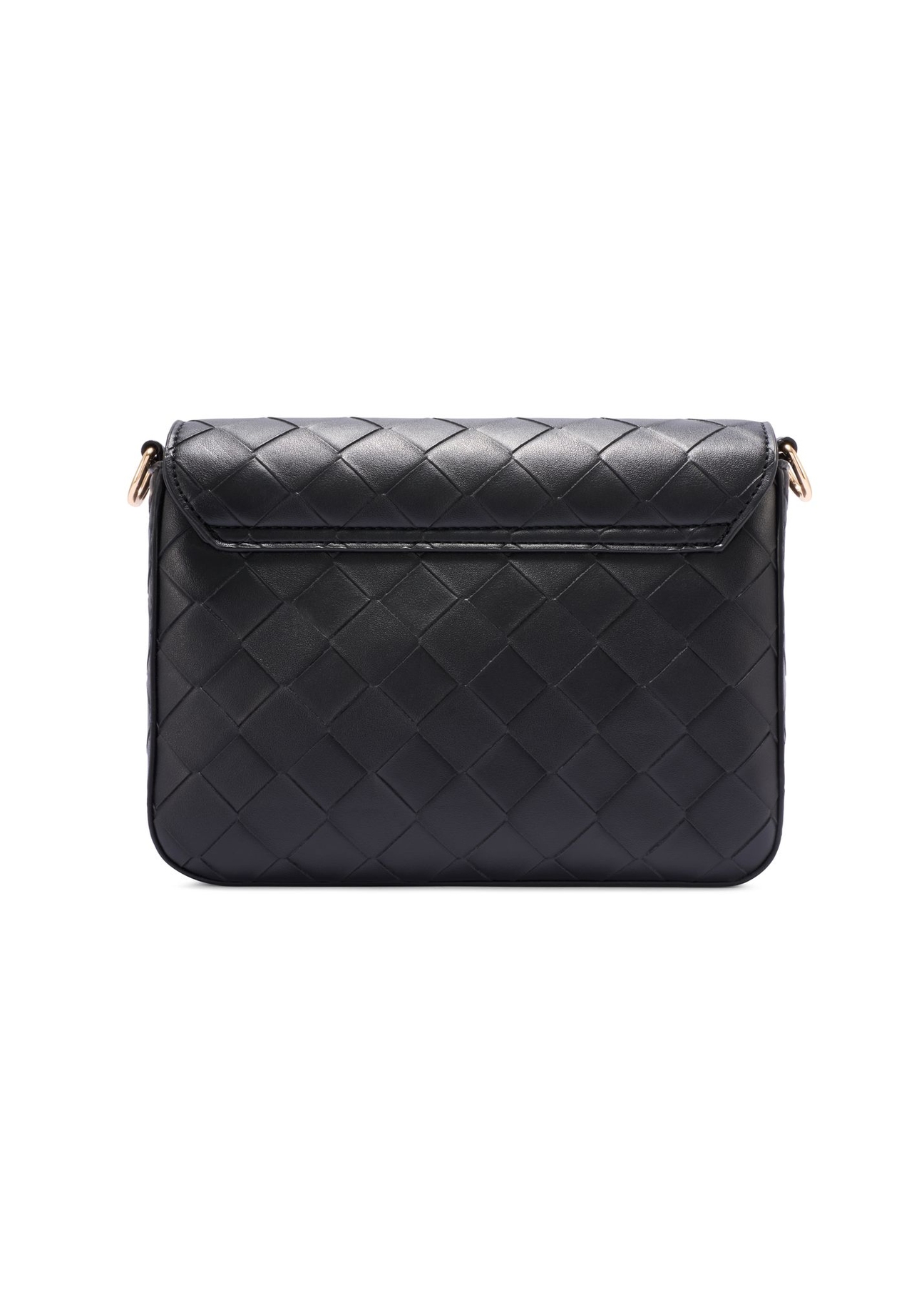 Black woven women's handbag TOREC-0767-9P(W26) - product view from the back, on a white background.