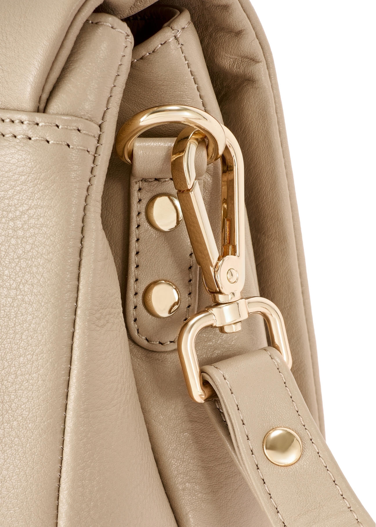 Beige leather women's handbag TORES-0911F-1B(W26) - close-up detail, on white background.