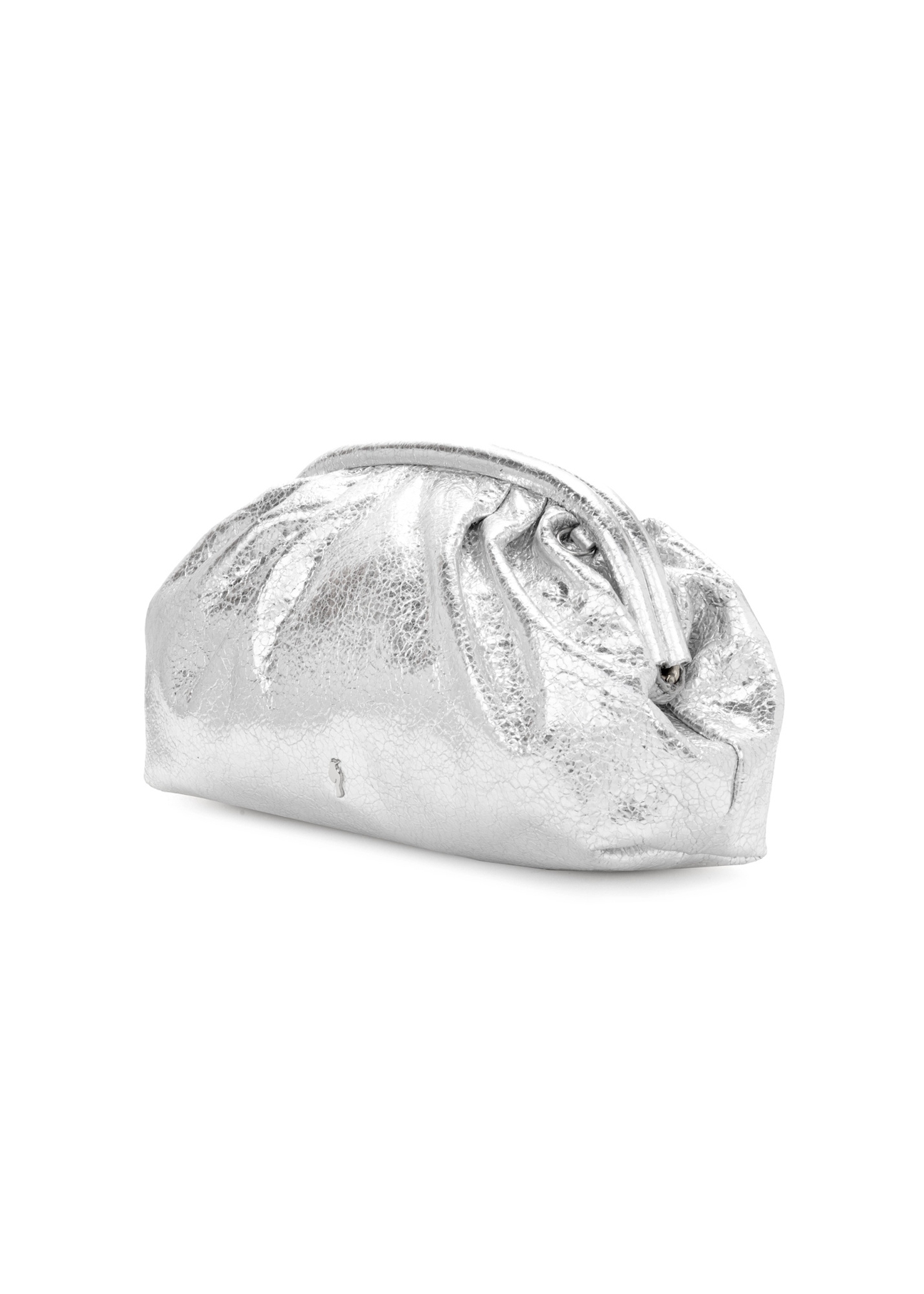 Silver leather women's handbag TORES-1175-92(Z25), diagonal product view on white background.