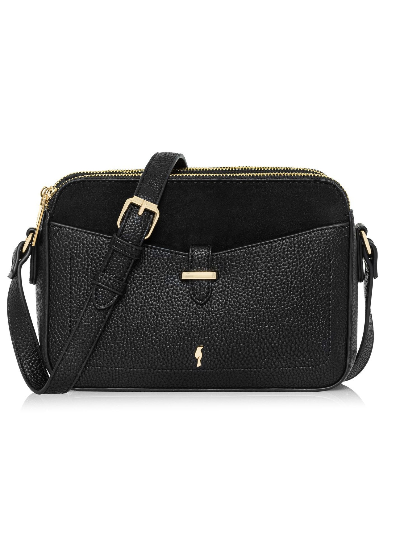 Black women's handbag with strap TOREC-0830B-99(Z25), front product view on white background.