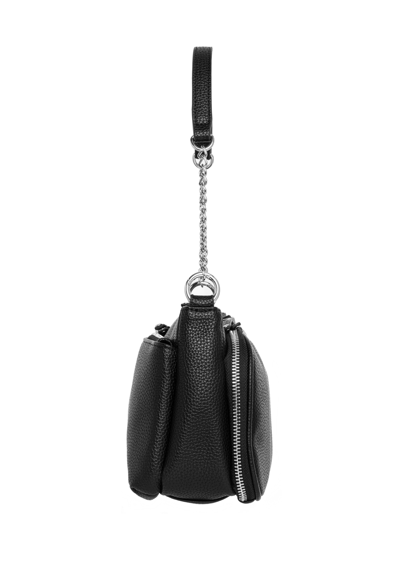 Women's handbag in black TOREC-1284-9I(Z26), product view from the side on a white background.