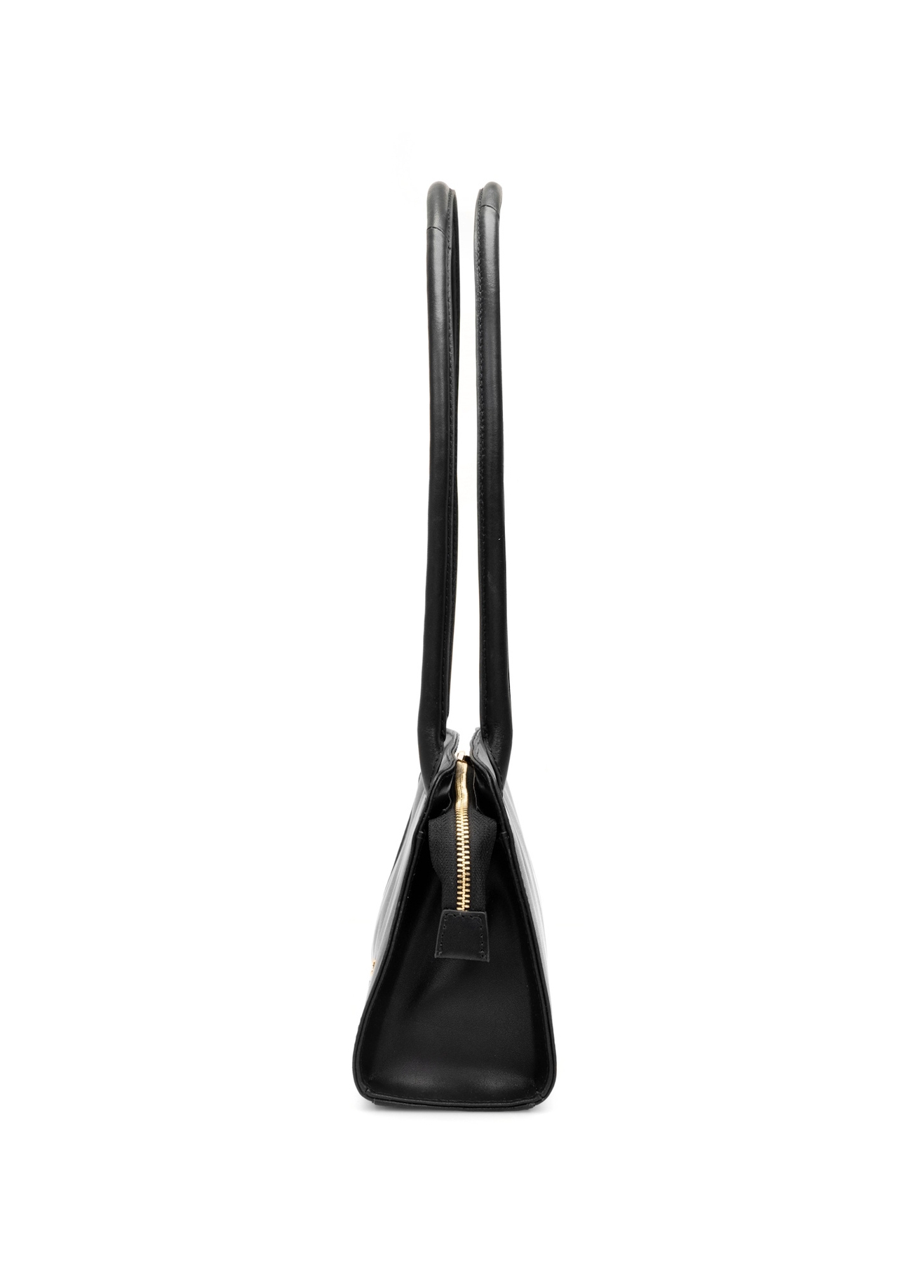 Black leather oblong women's handbag TORES-1259-99(W26), side view of the product on a white background.