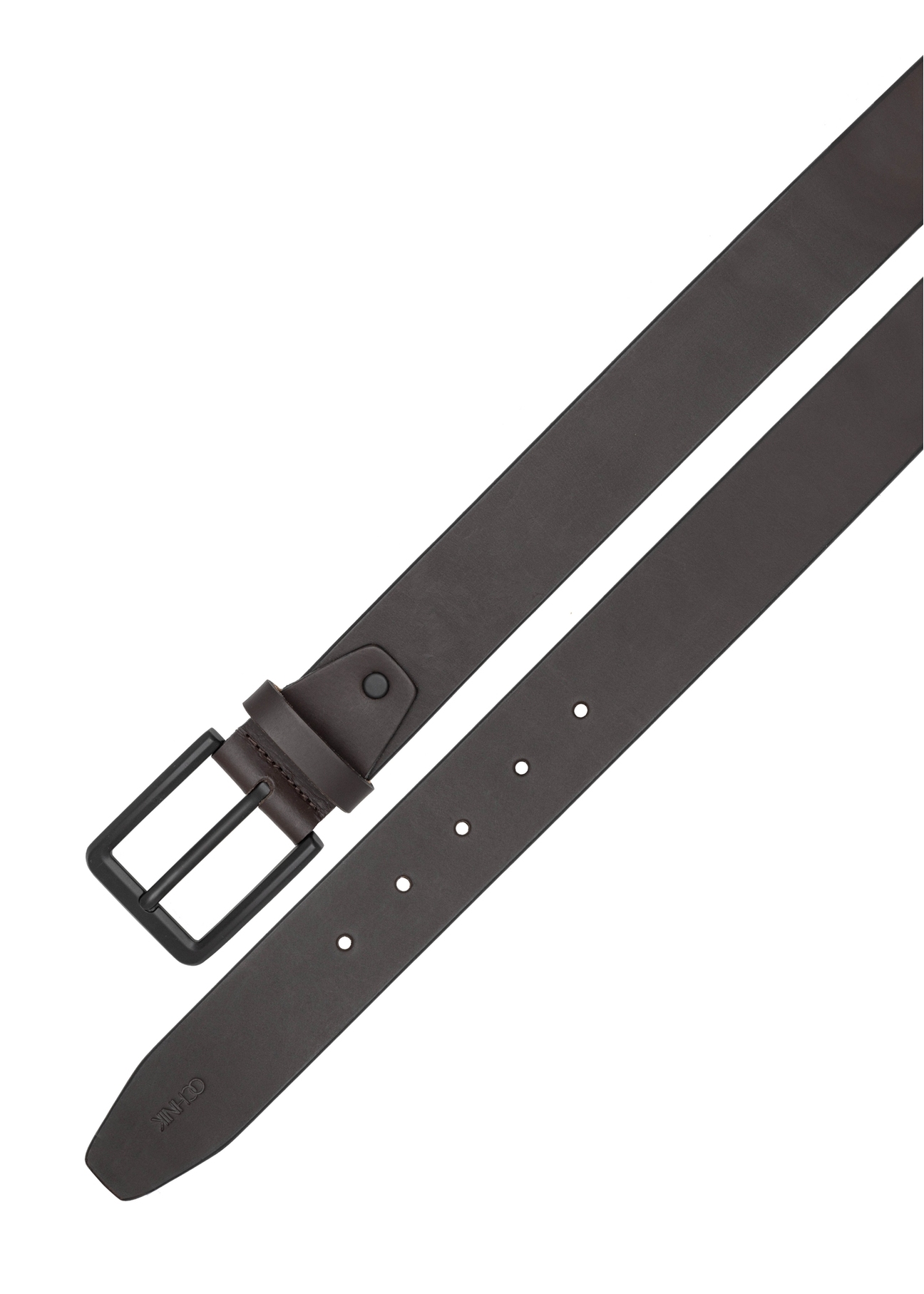 Men's brown leather belt PASMS-0280-1H(W26) - product view from above, on white background.