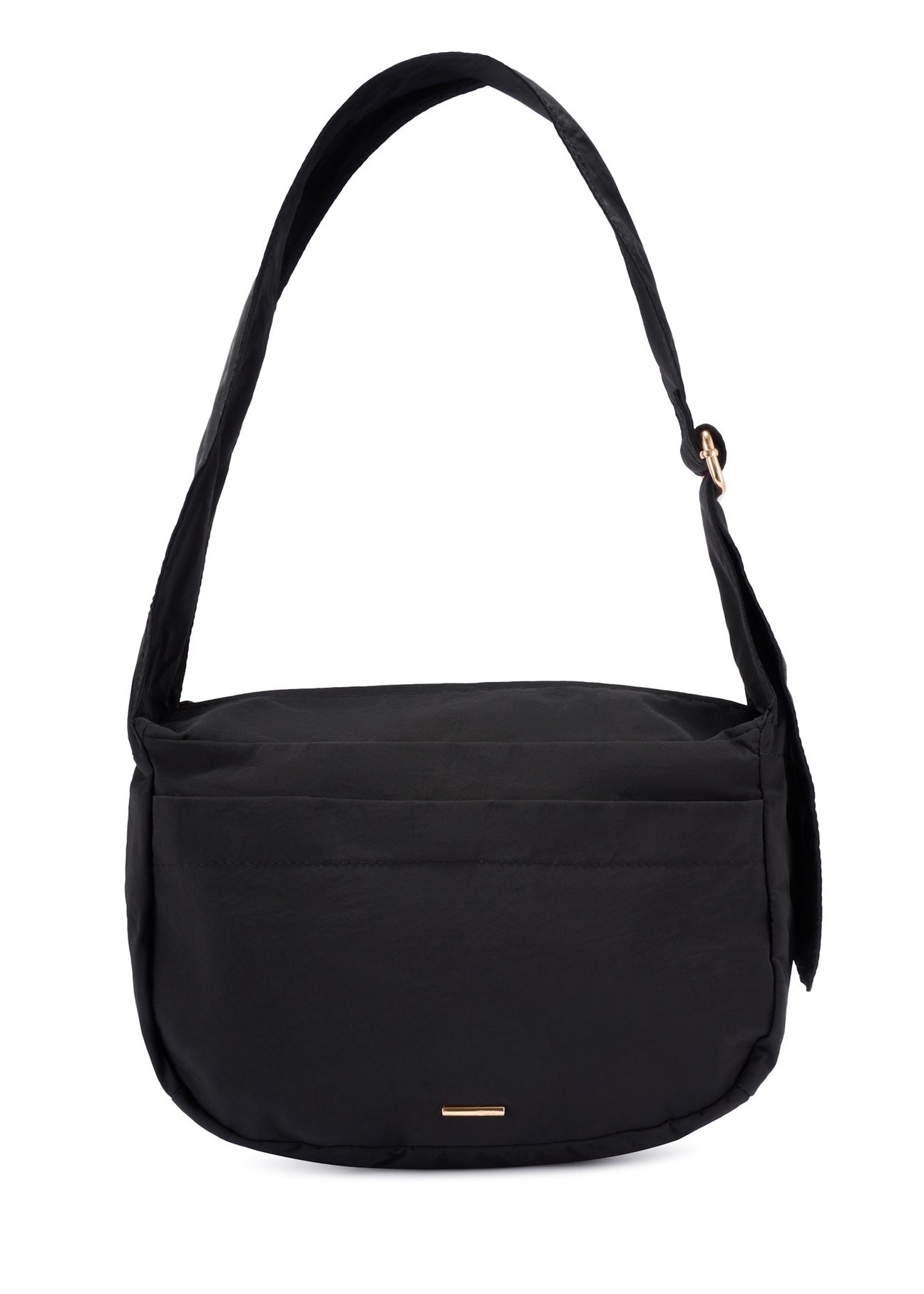Black nylon women's handbag TOREN-0338-99(W26), front product view on white background.