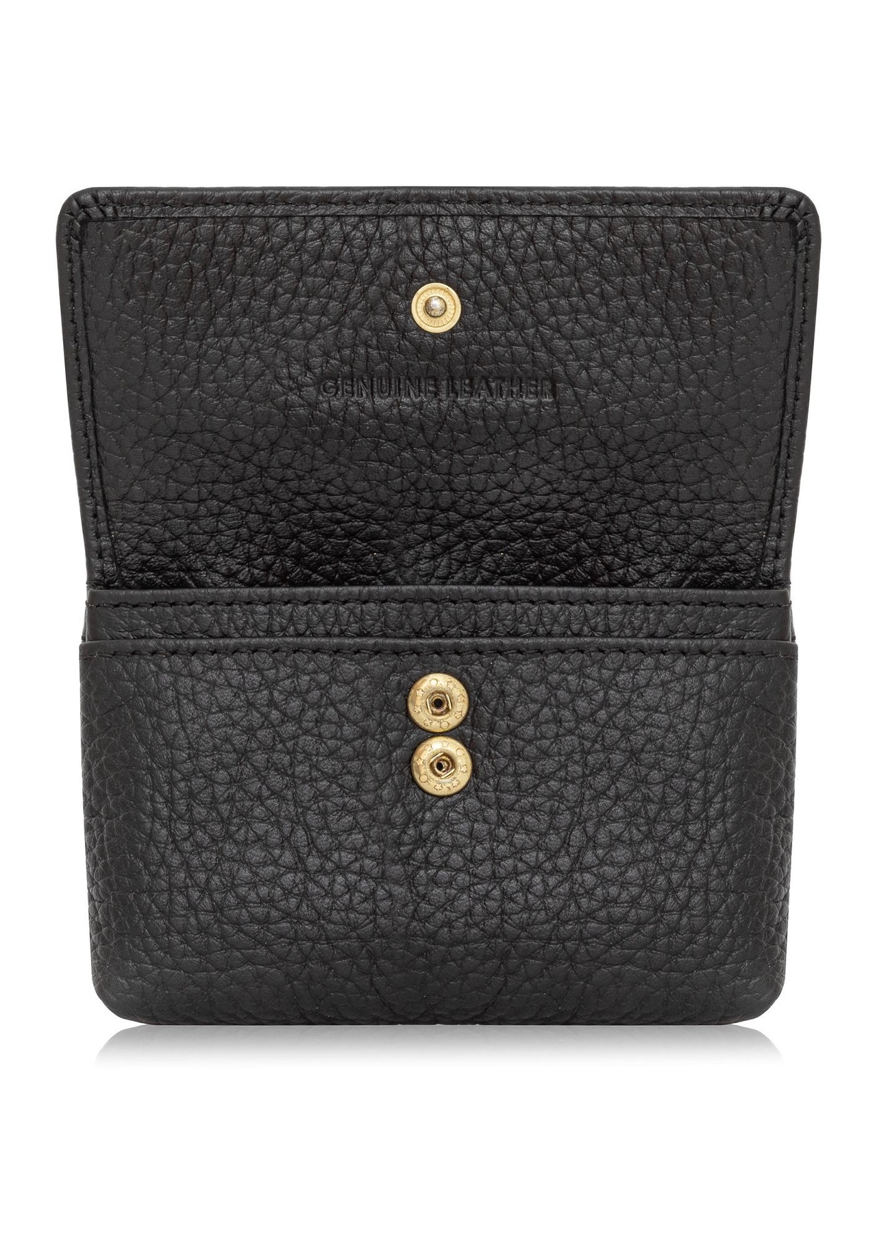 Black small women's leather wallet PORES-0895G-99(Z25), product view inside on white background.