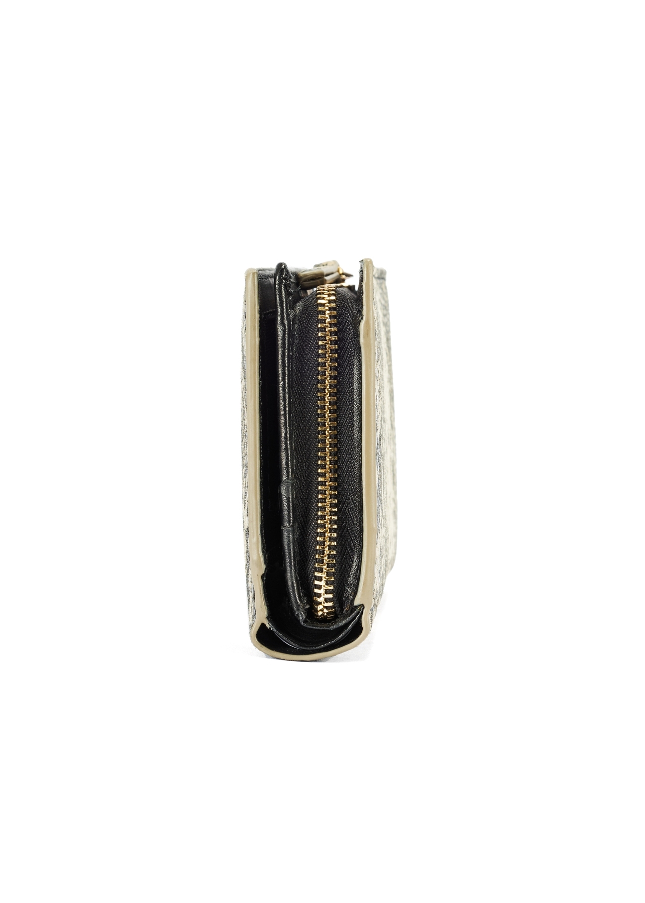Medium animal print leather wallet PORES-0950-81(W25) - side view of the product on a white background.