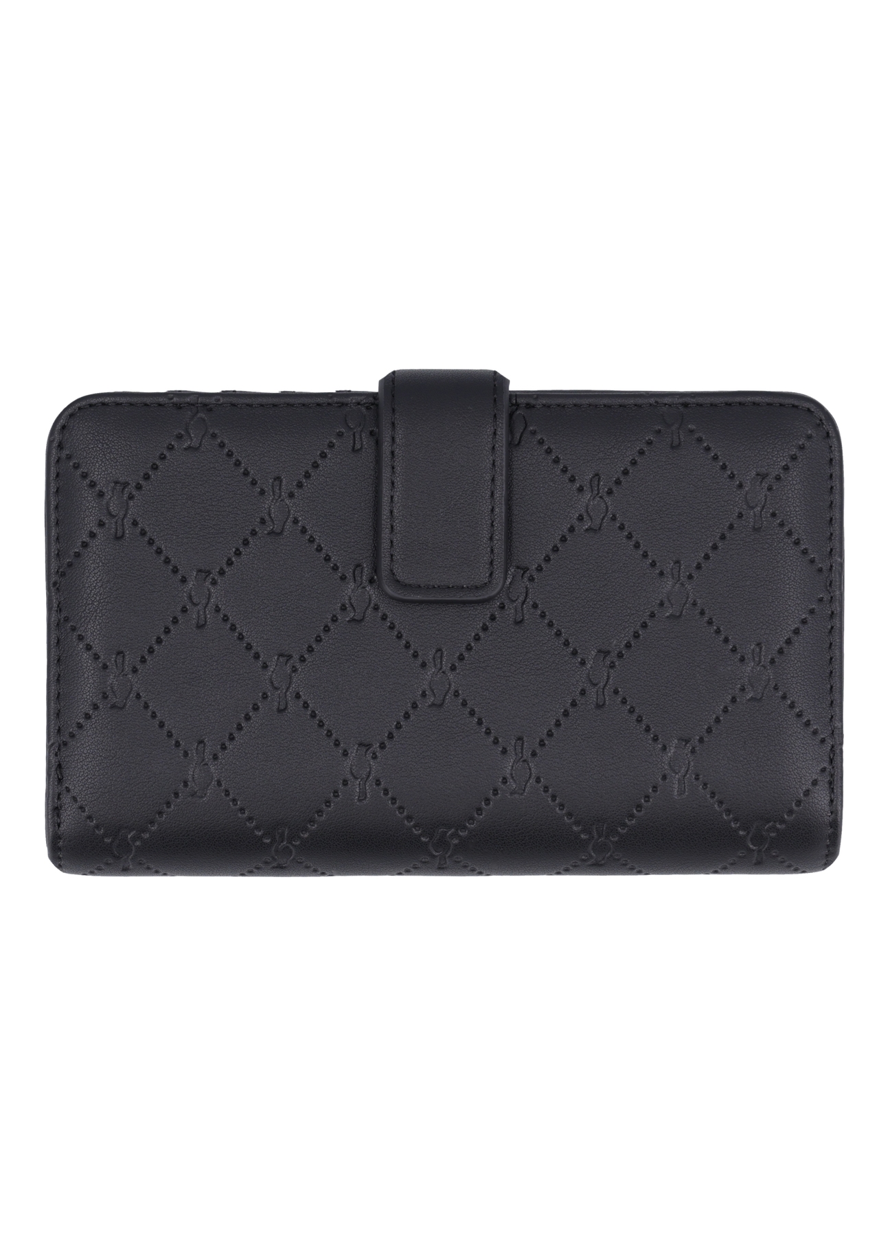 Black women's wallet with monogram POREC-0391A-9P(Z26), back view of the product on a white background.