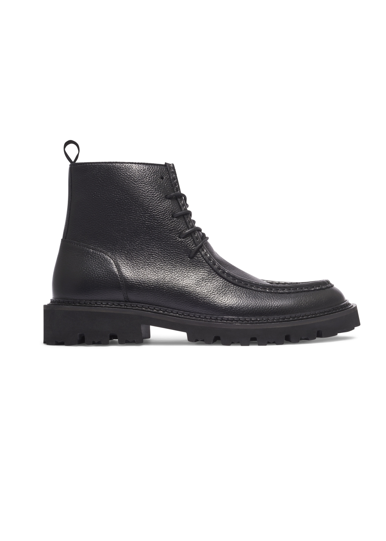 Men's black leather ankle boots BUTYM-0578-9I(Z26), side view of the product on a white background.