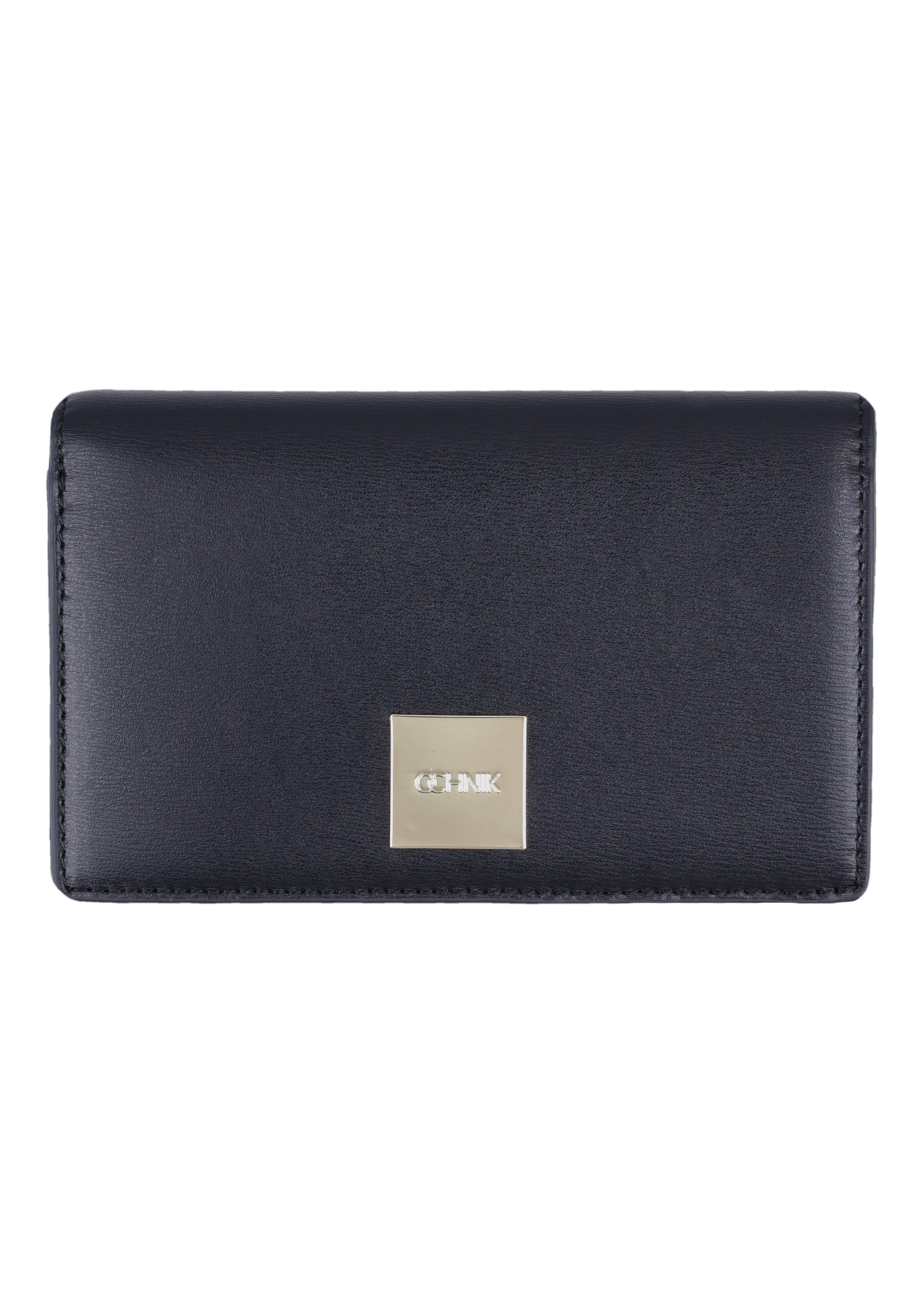 Black large leather women's wallet PORES-1011-99(Z26) - front product view, on white background.