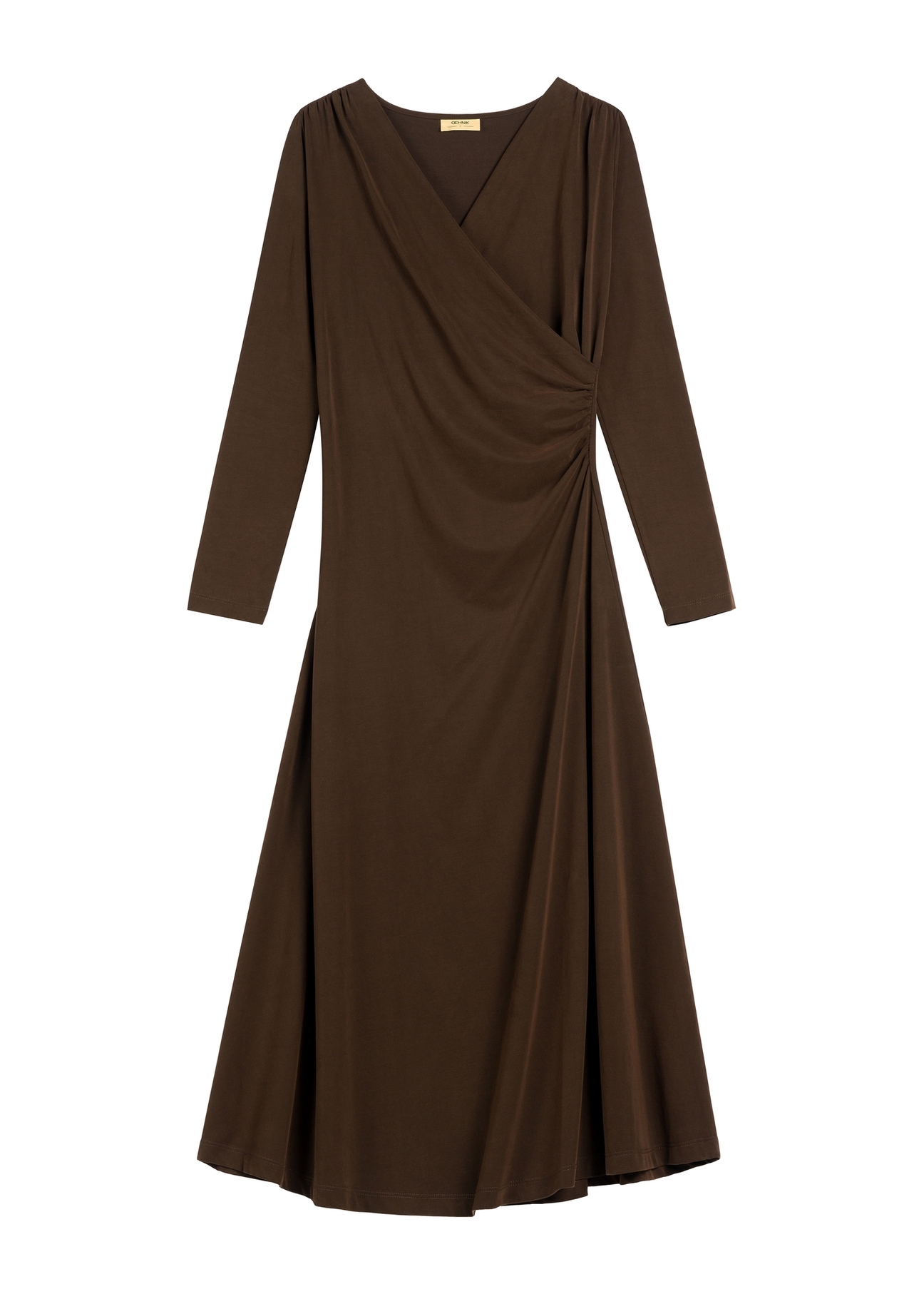 Brown modal midi dress SUKDT-0259-1I(W26) - front product view, on white background.