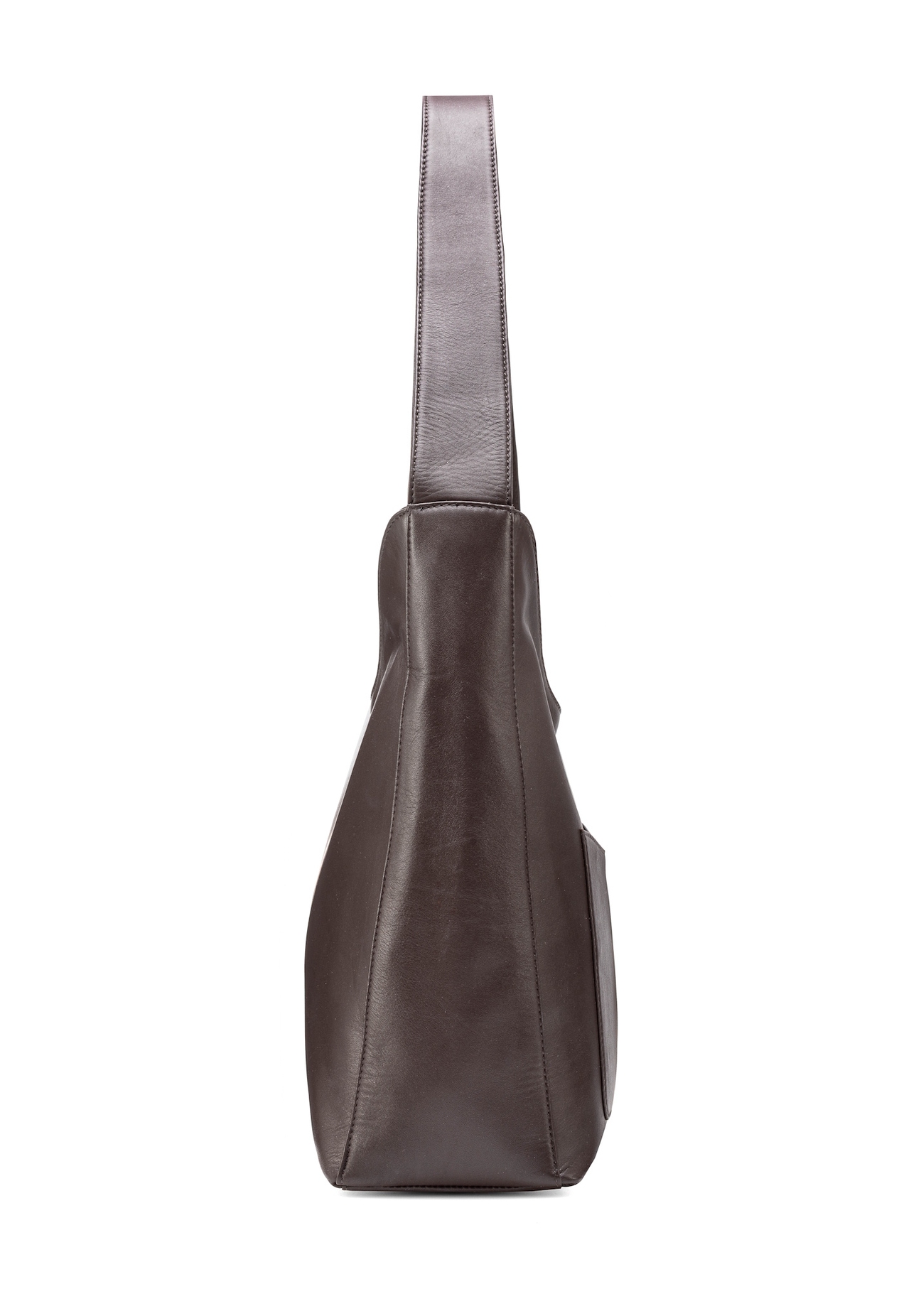 Brown leather women's handbag TORES-1026A-89(Z25), side product view on white background.