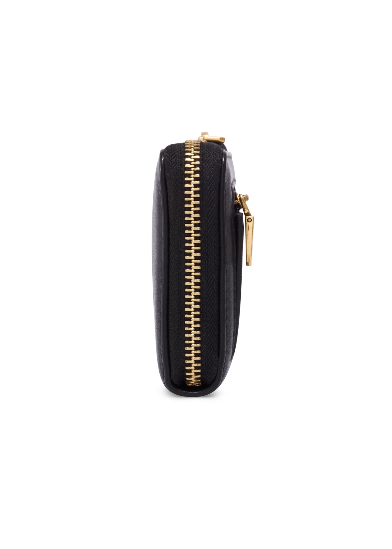 Black leather women's wallet PORES-0997-99(Z26), side view of the product on a light background.