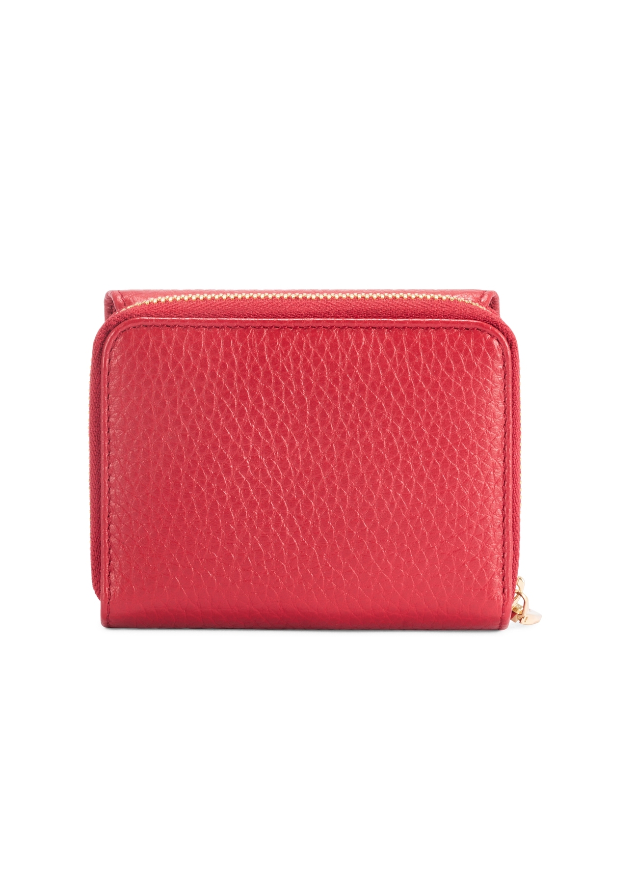 Red women's leather wallet PORES-0818RFID-42(Z25), product view from the back on a white background.