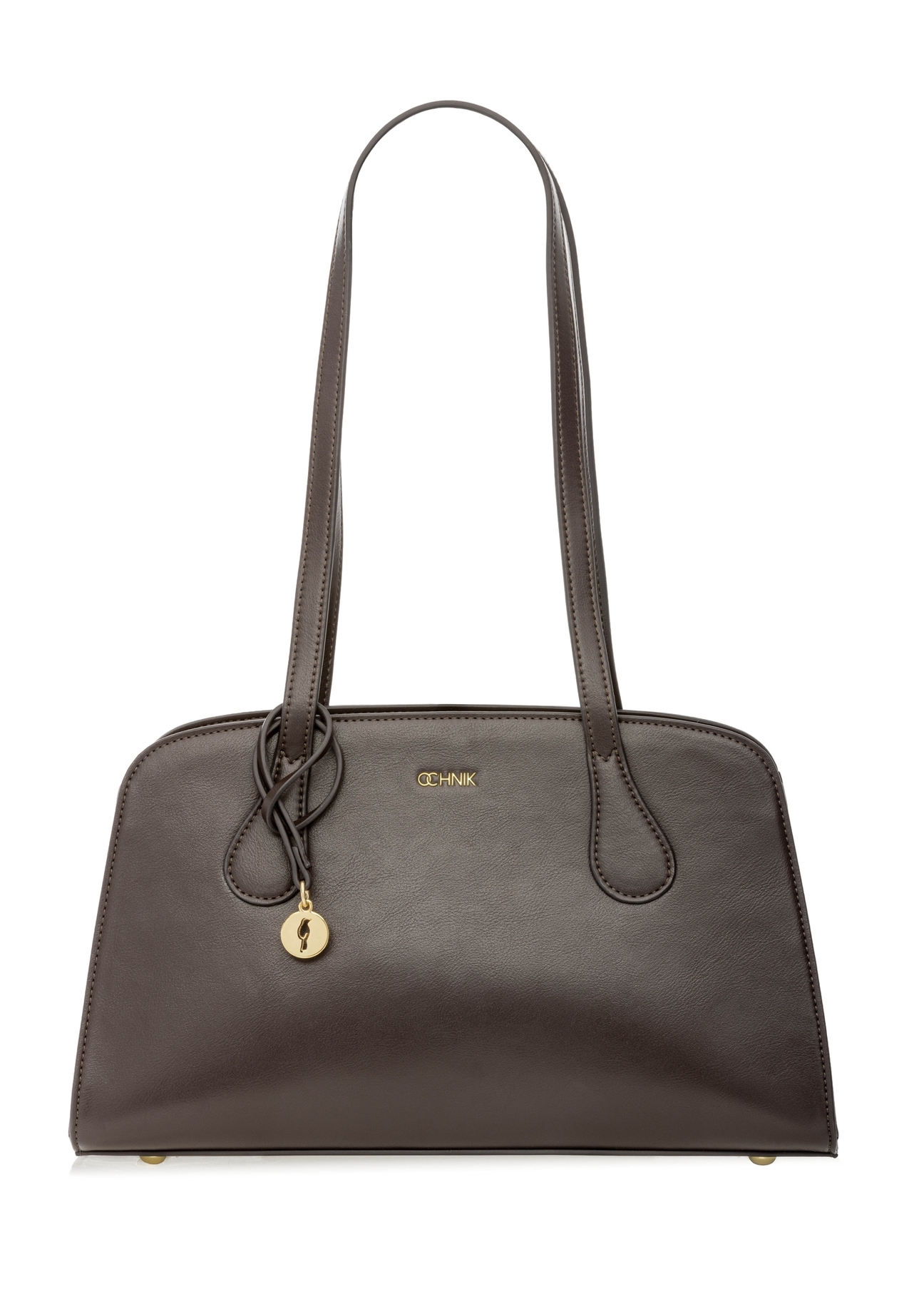 Brown shoulder bag TOREC-1236-1H(W26), front product view on white background.