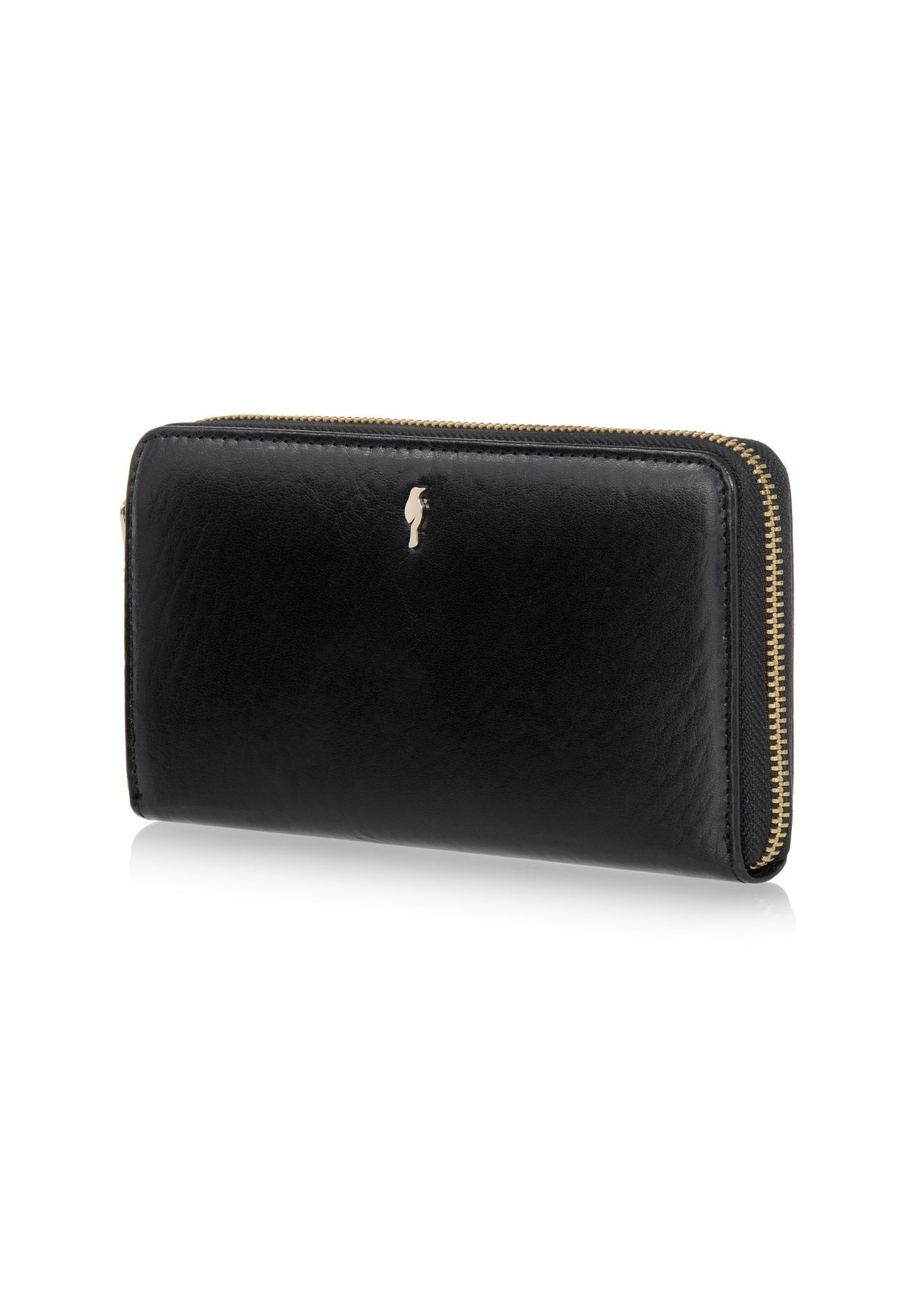Large black leather women's wallet PORES-0813A-99(Z25) - diagonal product view on a white background.