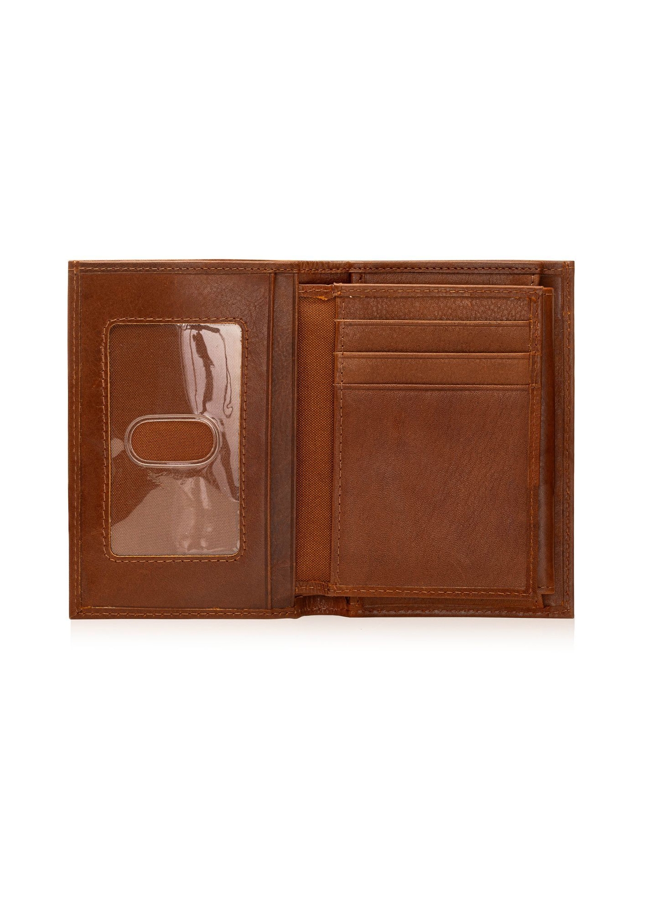 Men's cognac wallet PORMS-0300A-88(Z25), product view inside on white background.