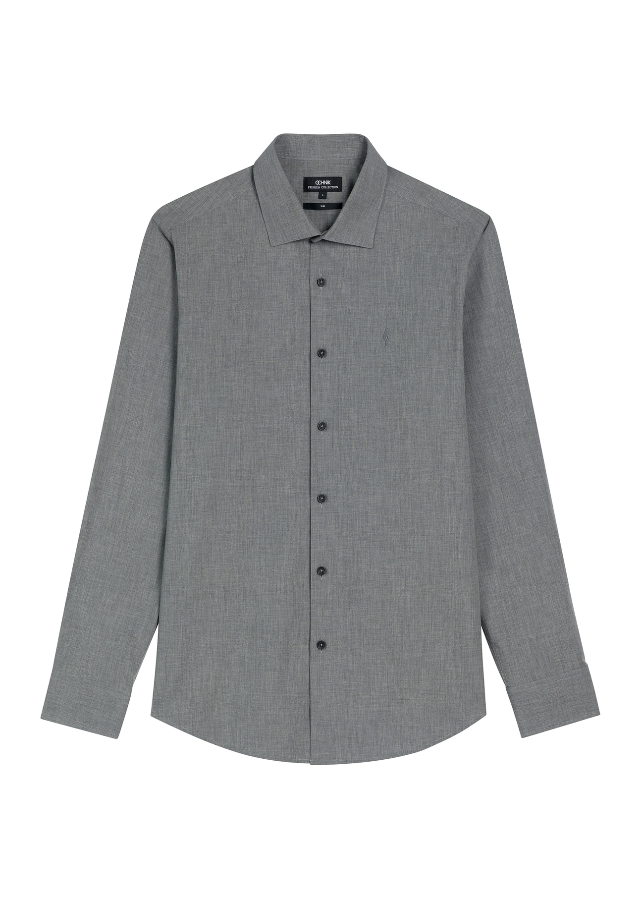 Gray cotton men's slim shirt KOSMT-0367-9D(Z26)