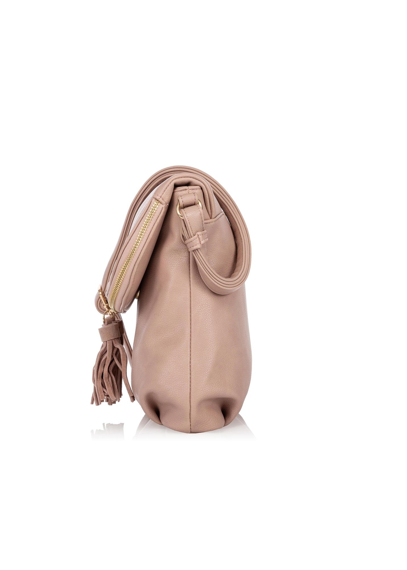 Pink women's handbag with tassels TOREC-0761-32(W23)-03