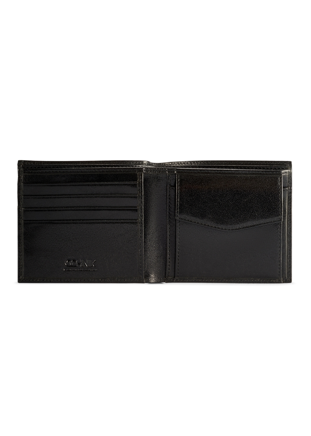 Black men's leather wallet PORMS-0675-99(W26), product view inside on white background.