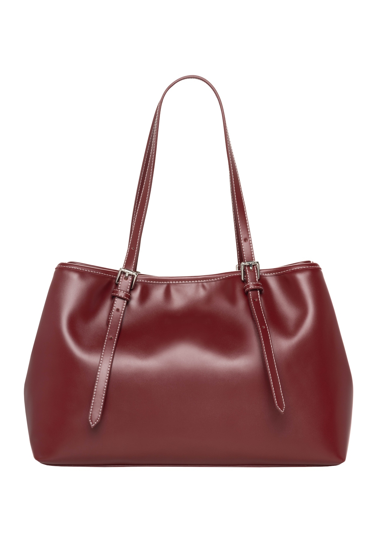 Large burgundy shopper bag TOREC-1381-4C(Z26), rear view on a white background.
