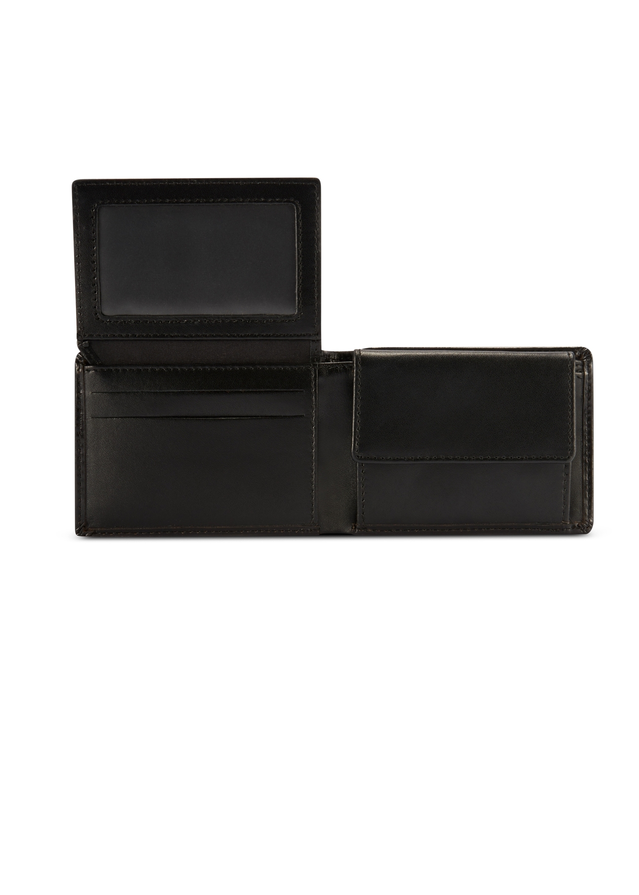 Black leather women's wallet PORES-0976-99(Z25), product view from the inside on a white background.-02