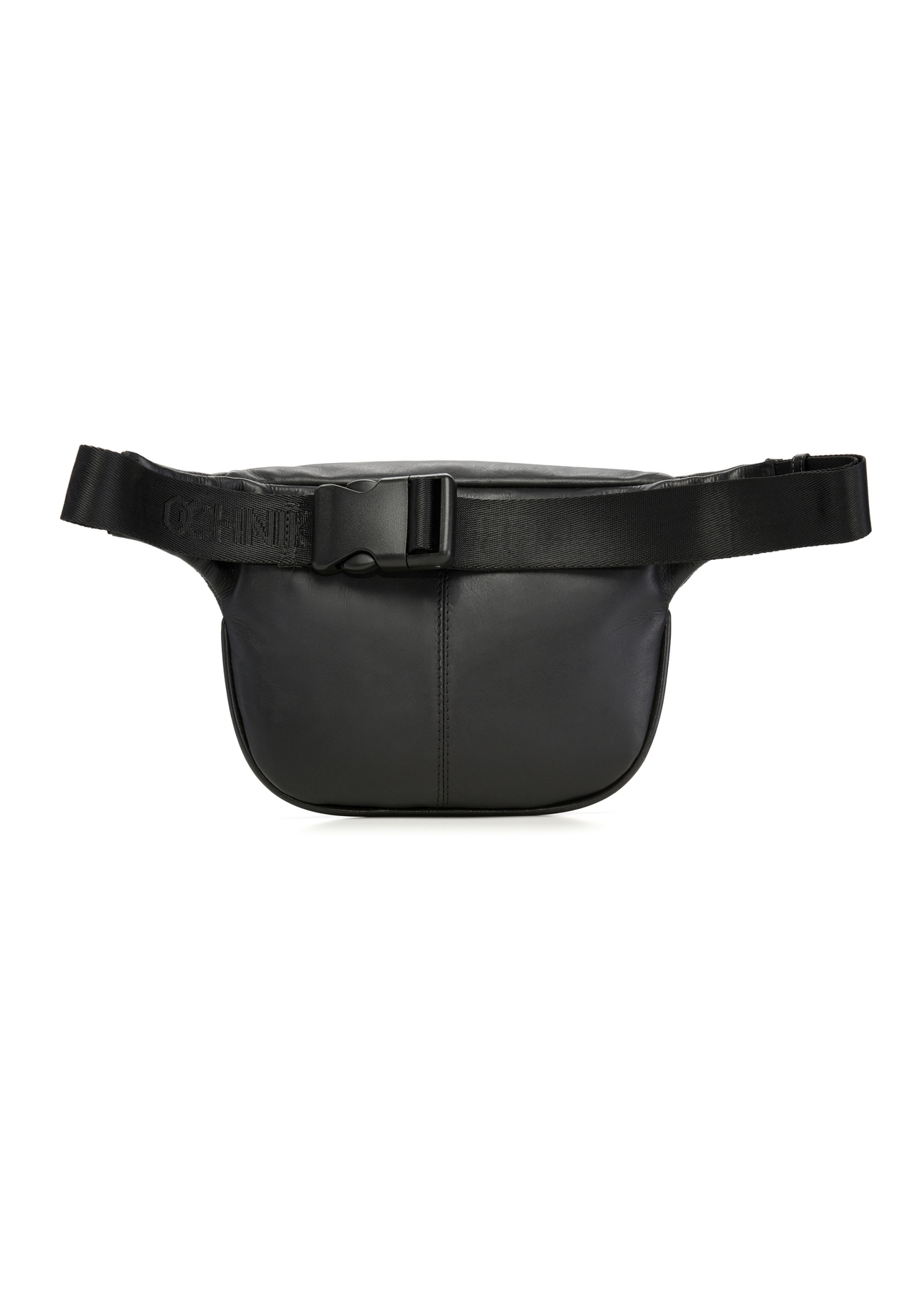Men's black leather waist bag TORMS-0529-99(Z26) - product view from the back, on a white background.