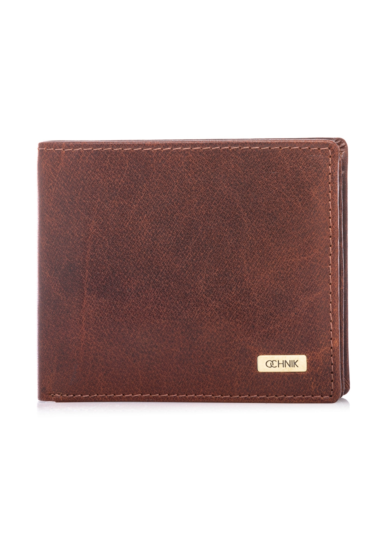 Men's leather wallet in cognac color PORMS-0693-1H(W26), front product view on white background.