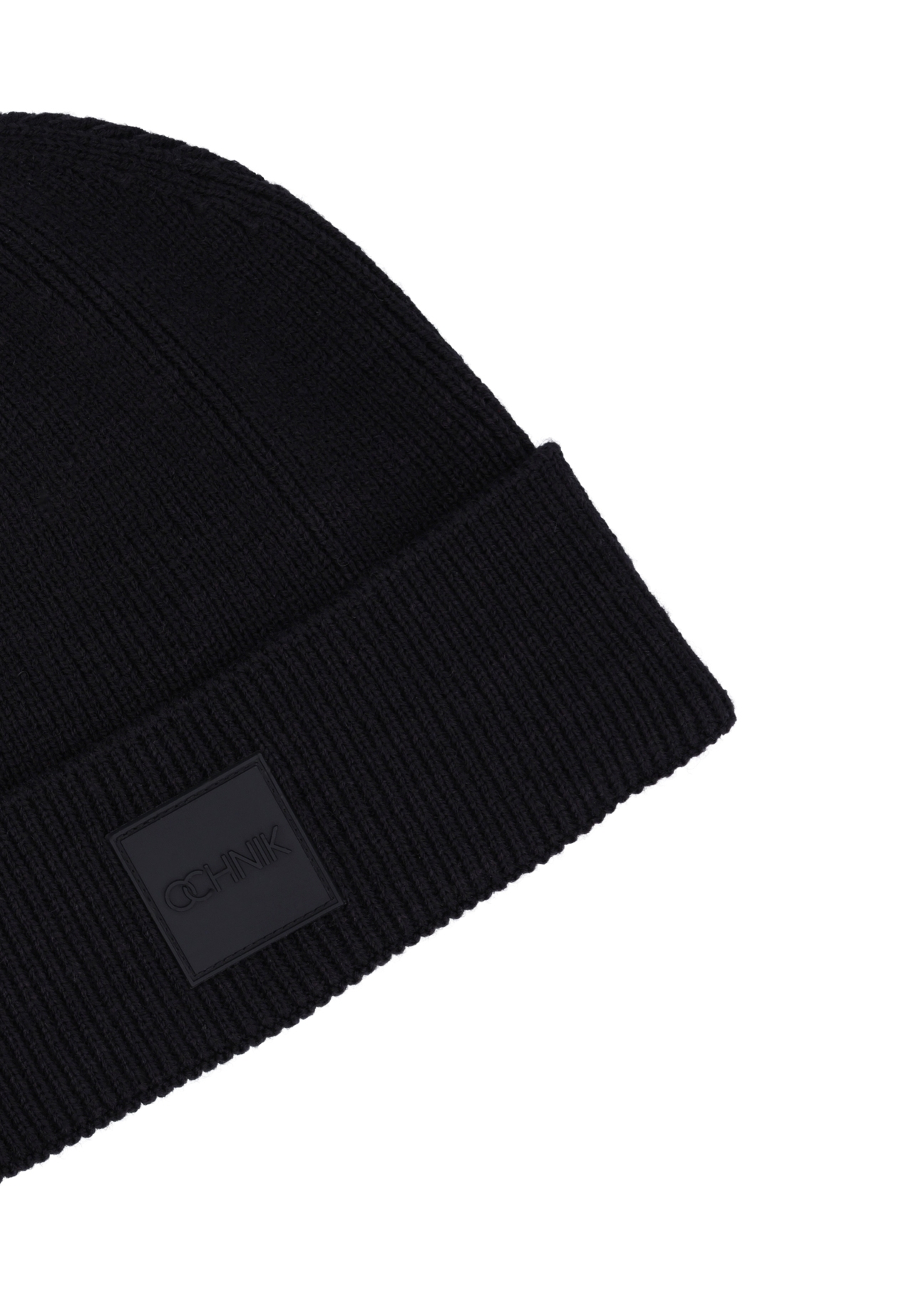 Black men's cap CZAMT-0095-99(Z26), close-up of the product detail on a white background.