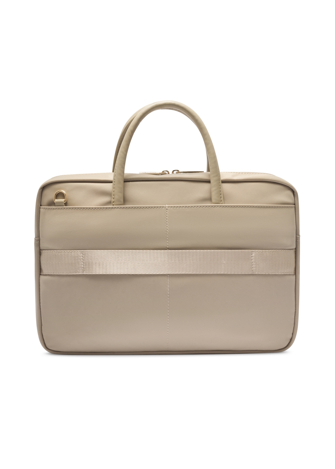 Beige women's laptop bag TOREN-0344-1A(W26), product view from the back on a white background.