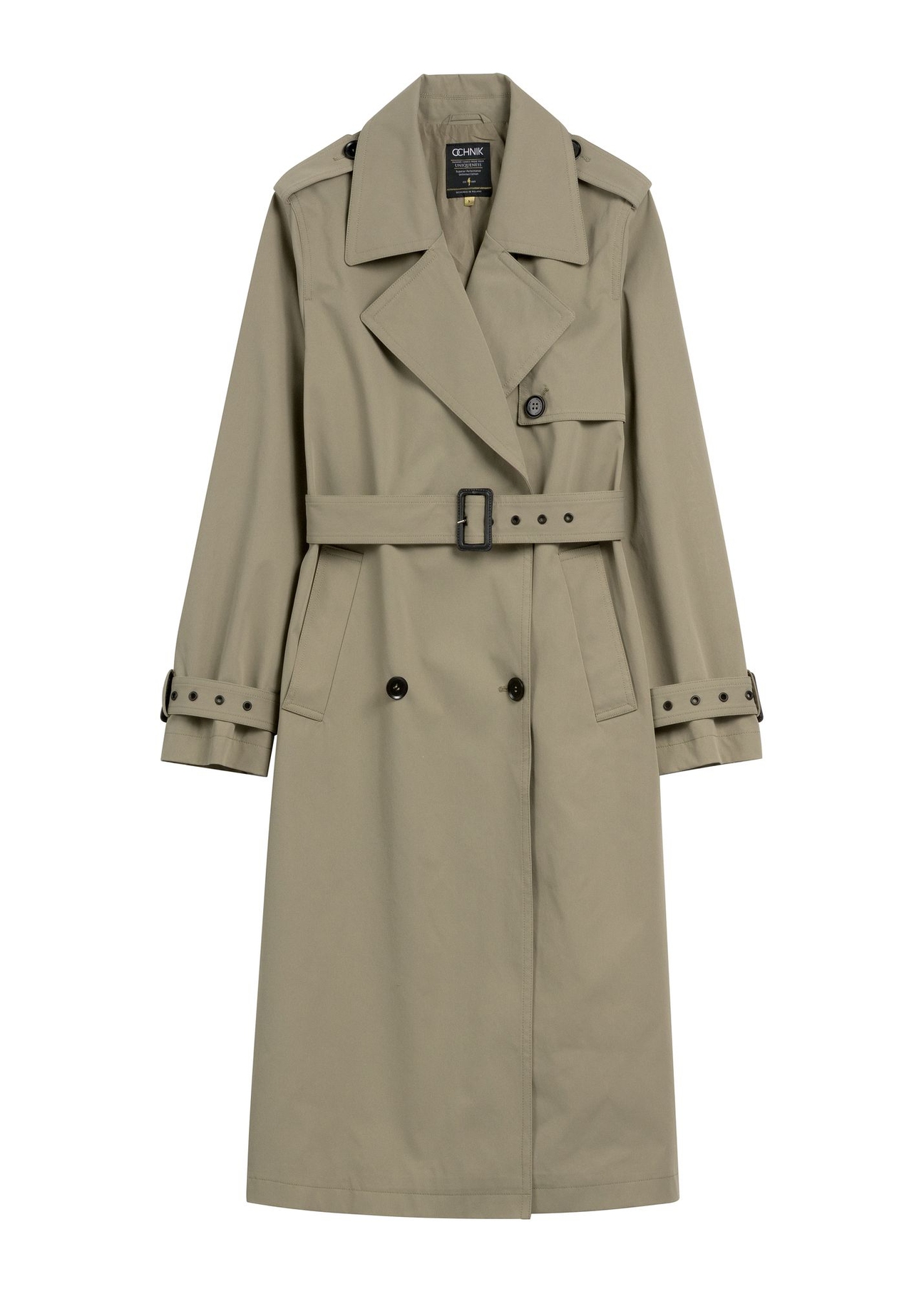 Long sage women's coat KURDT-0512-8F(W26) - front product view, on white background.