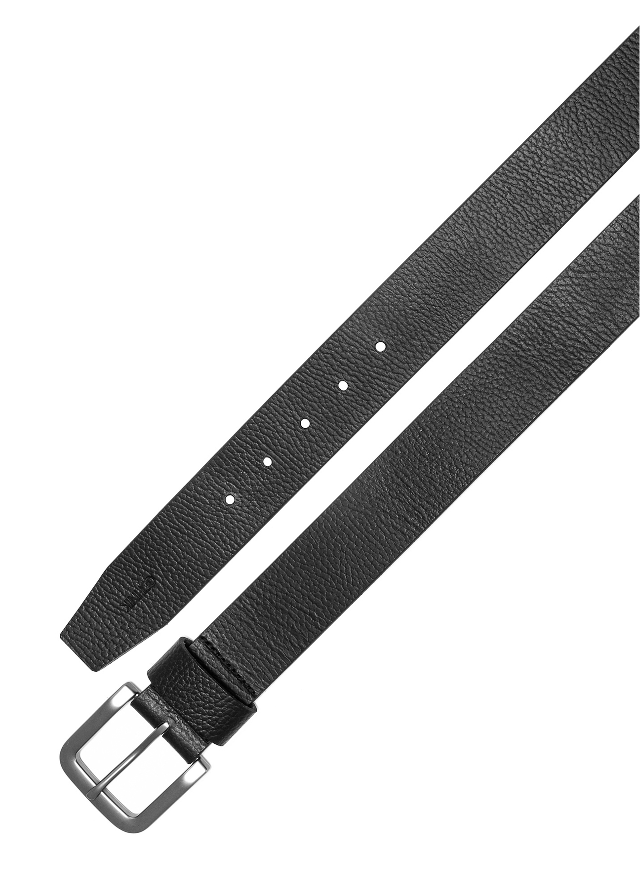 Black leather women's belt PASDS-0312A-99(Z25), product view from above on white background.