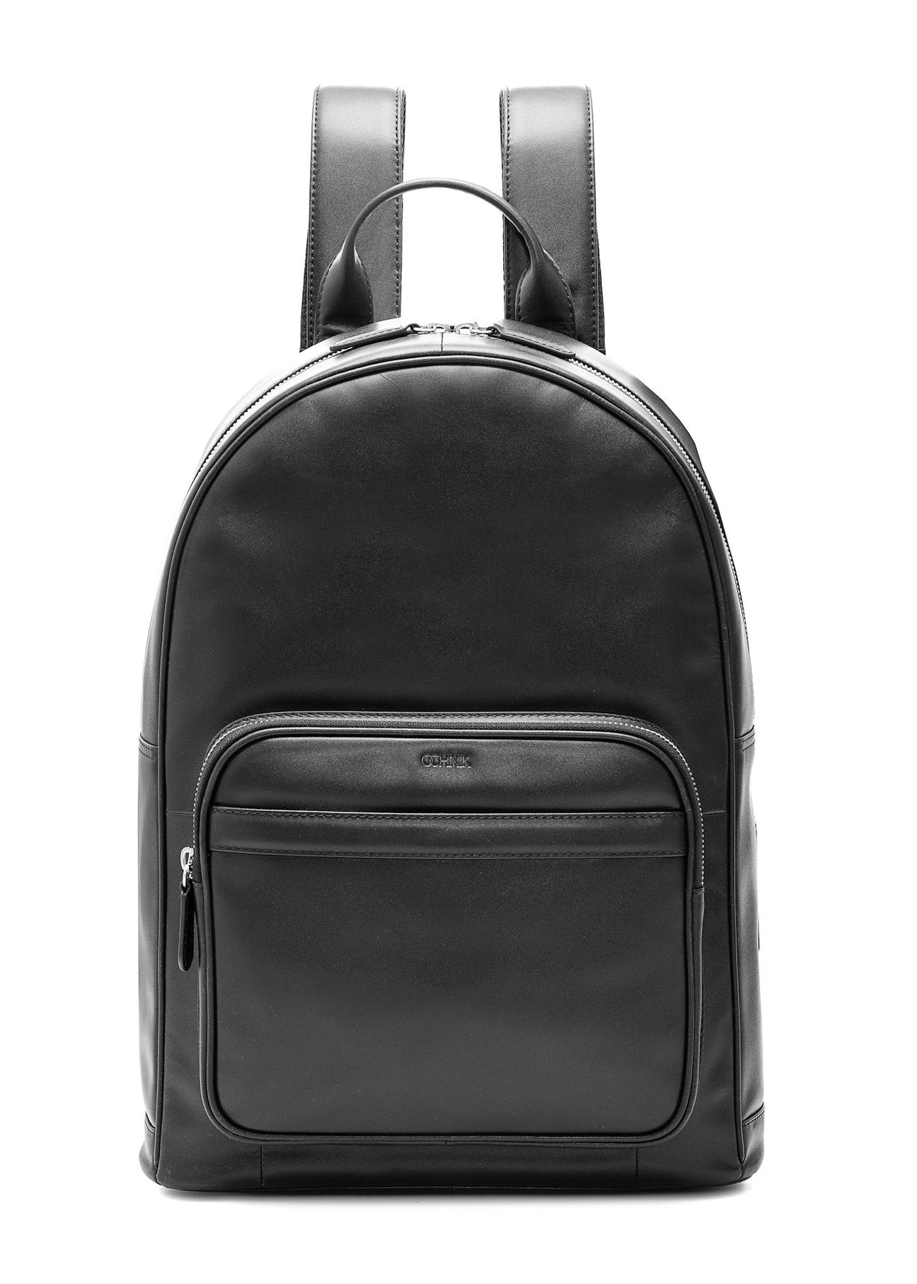 Men's black leather backpack TORMS-0472-99(Z25), front product view on white background.