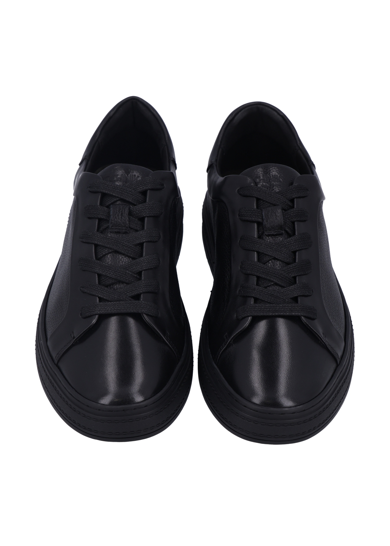 Black leather men's sports shoes BUTYM-0571-99(Z26), front product view on a light background.