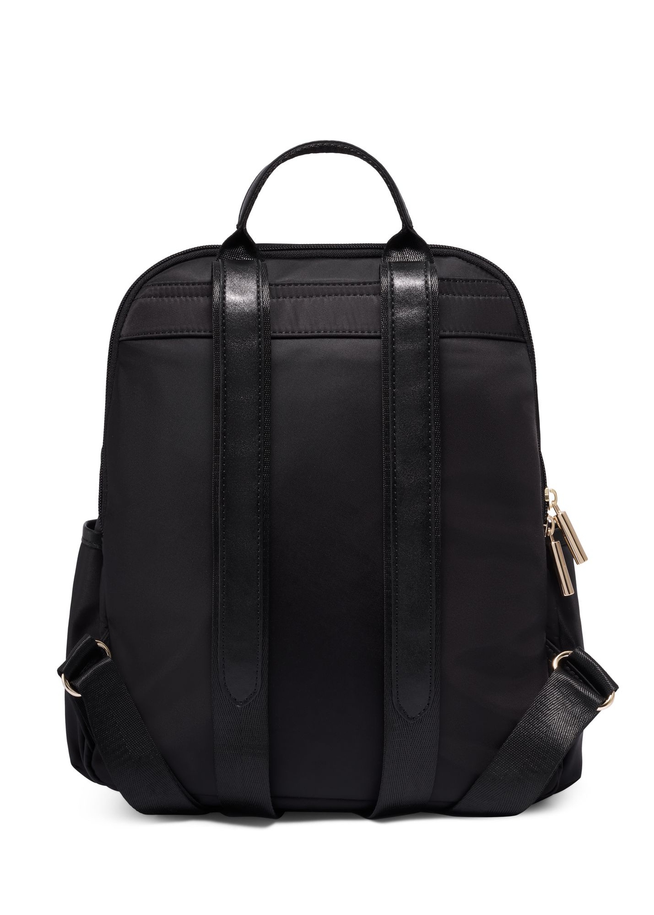 Black women's backpack with pockets TOREN-0350-99(Z26) - product view from the back, on a white background.
