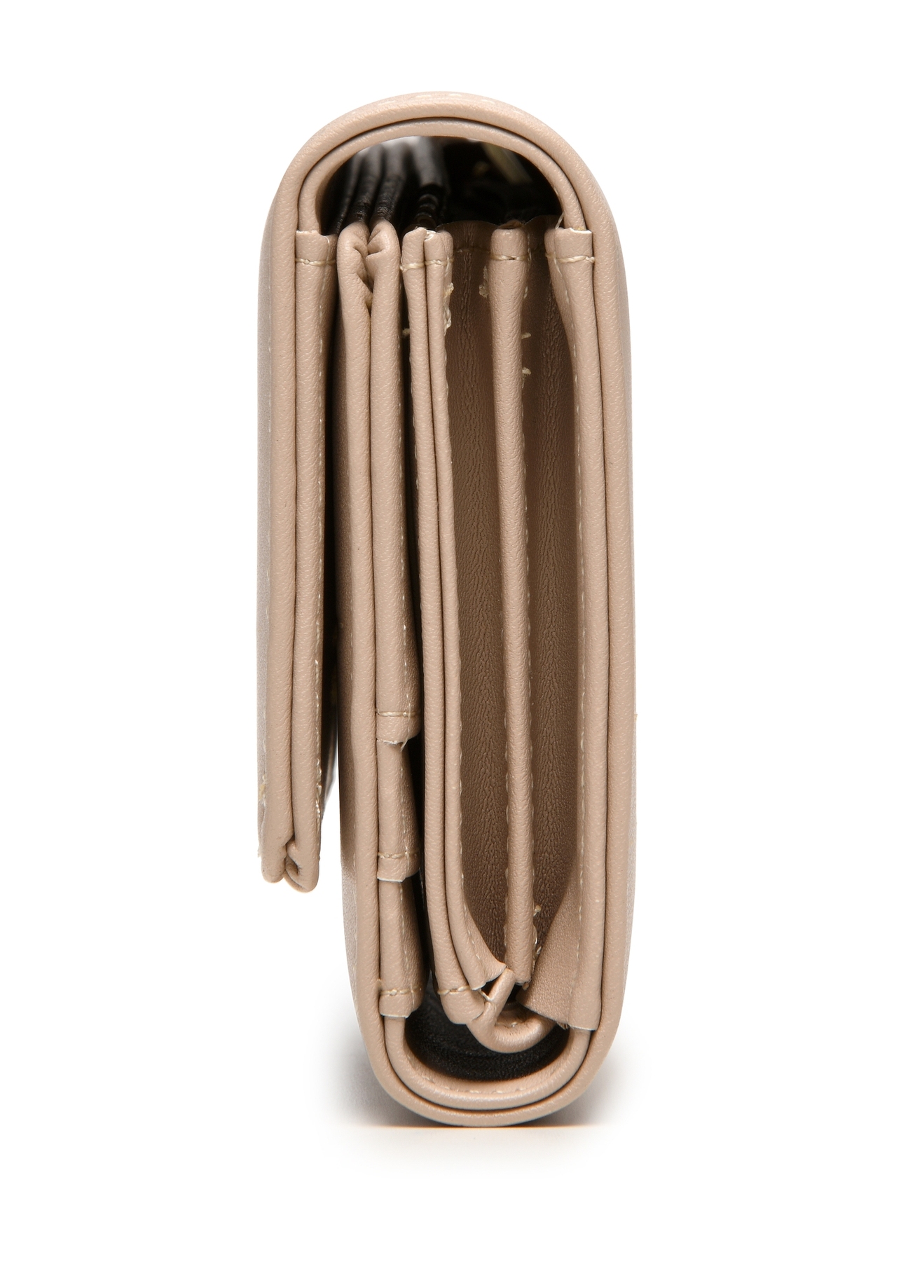 Beige large women's wallet POREC-0398A-81(Z25), product view from the side on a white background.