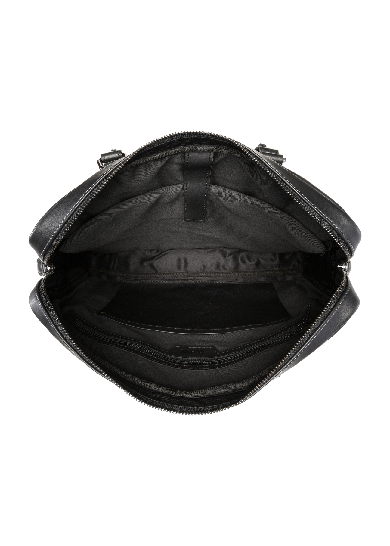 Black leather men's bag TORMS-0524-99(Z26) - product view from above, on white background.