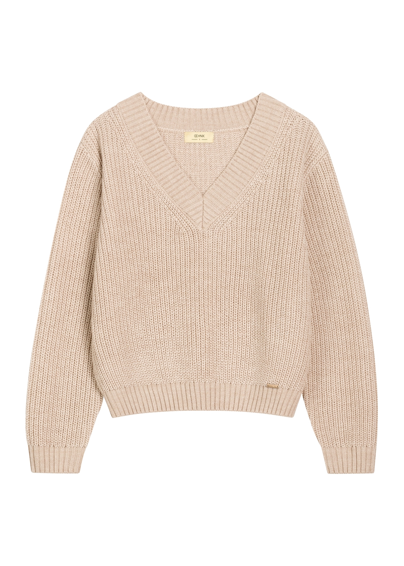 Women's sweater in cool beige color SWEDT-0162-1J(Z26), front product view on white background.