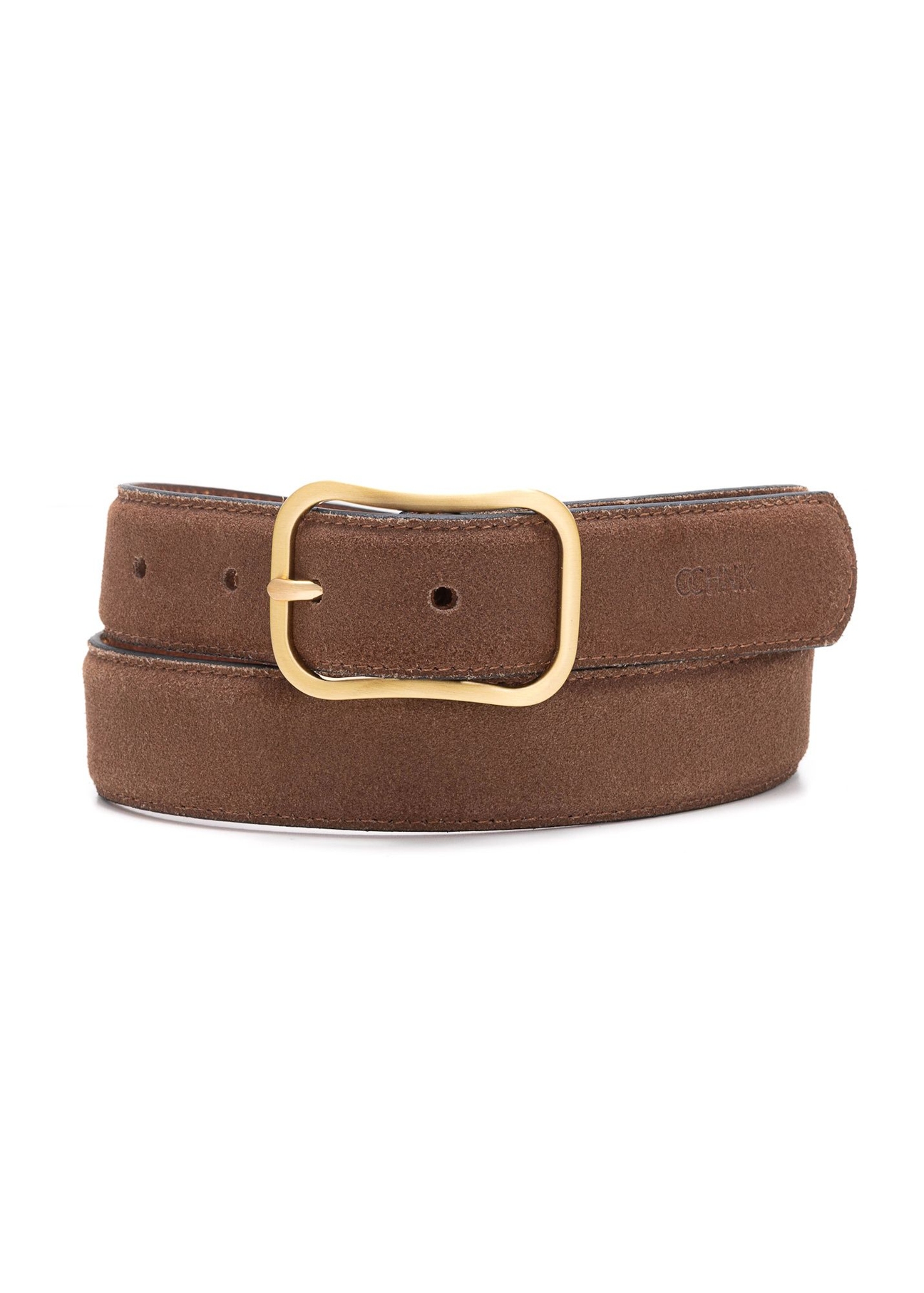 Brown leather women's belt PASDS-0317-1H(Z26), front product view on white background.
