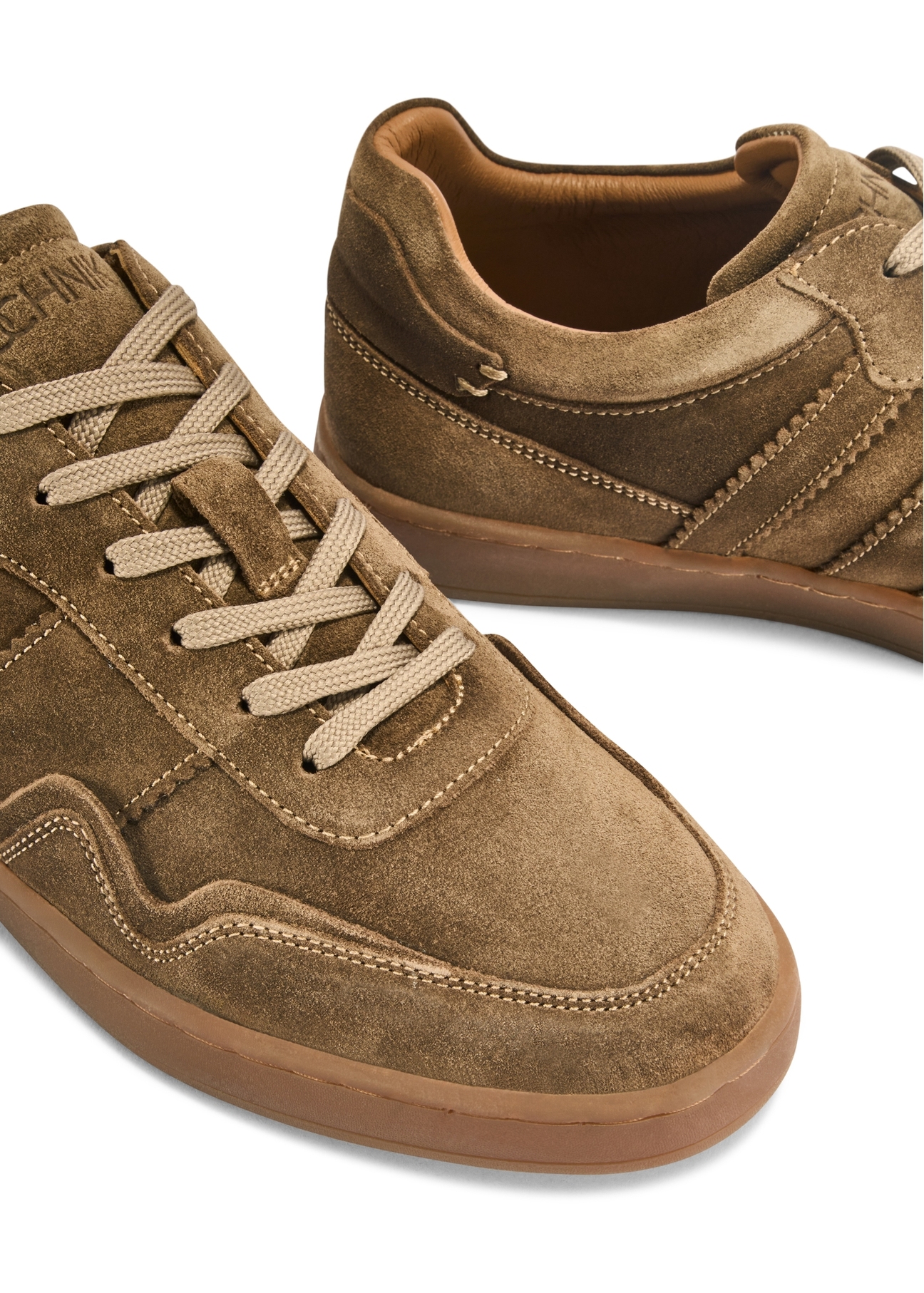Dark beige suede men's shoes BUTYM-0523-82(Z25), close-up of product detail, view on white background.