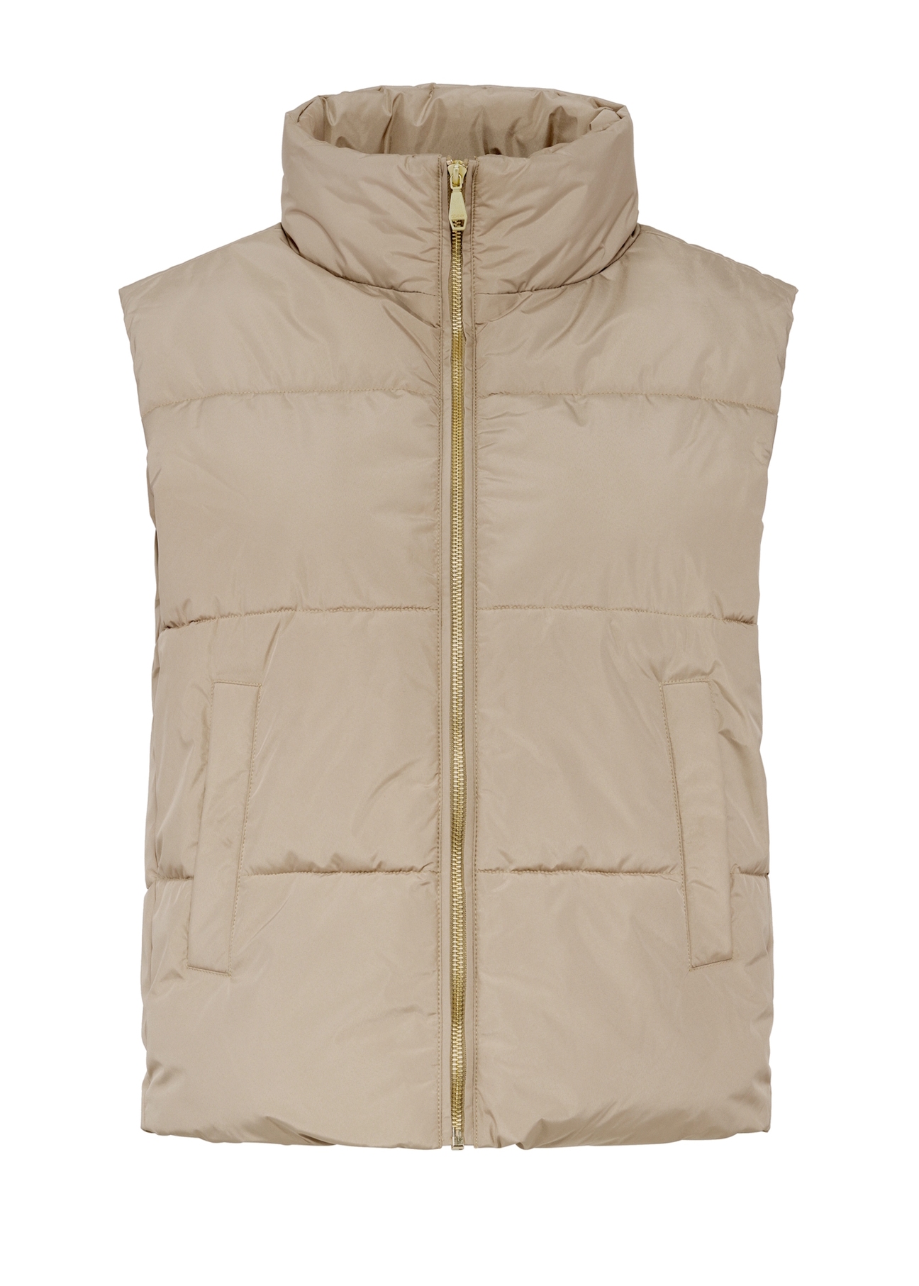 Dark beige women's vest KAMDT-0033-24(Z25), product visible from the front on white background.