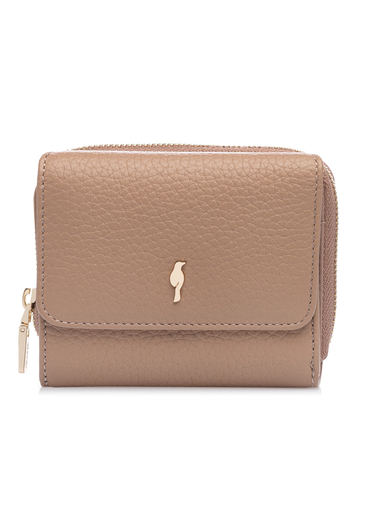 Small pink leather women's wallet PORES-0802H-5D(W26), front product view on white background.