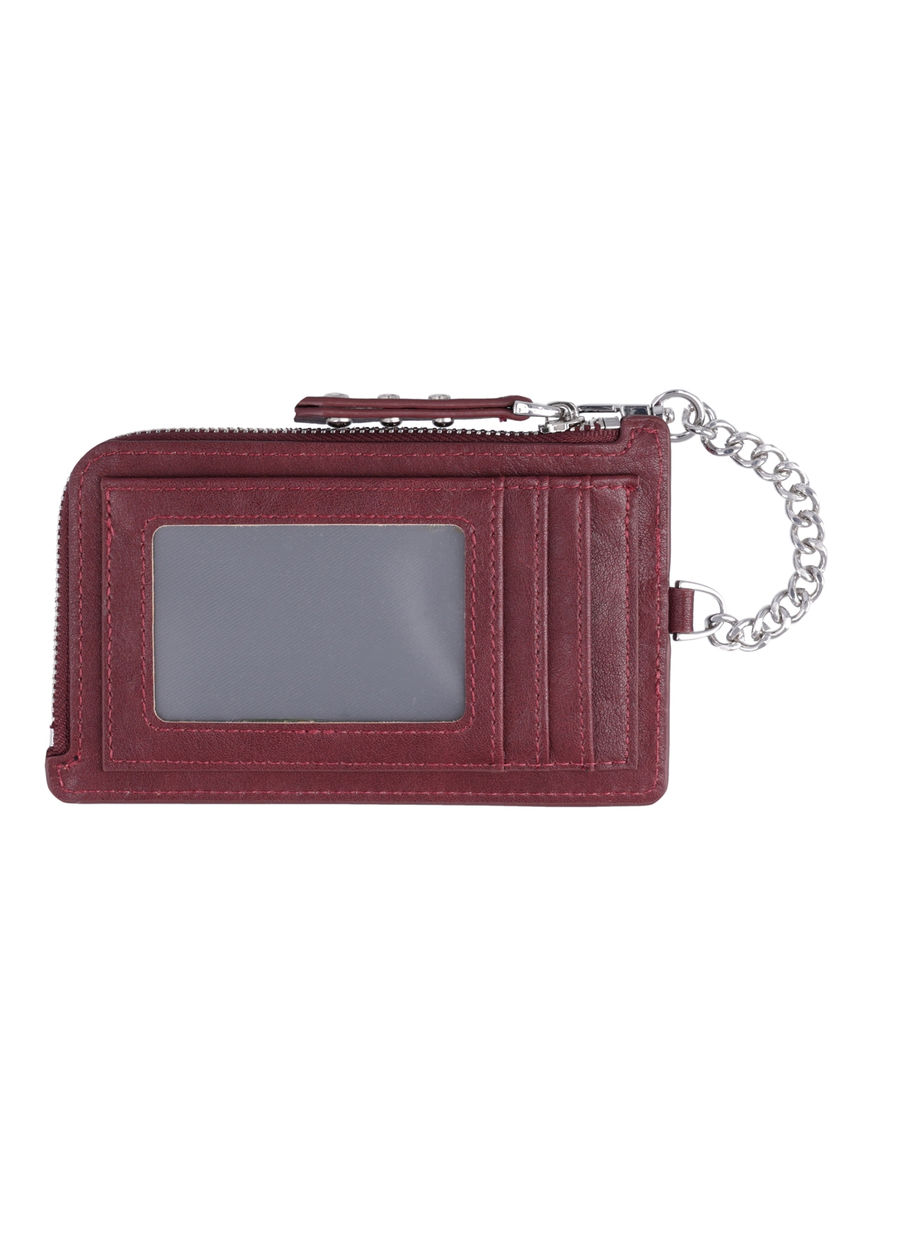 Burgundy women's wallet POREC-0447-4D(Z26), product view from the back on a white background.